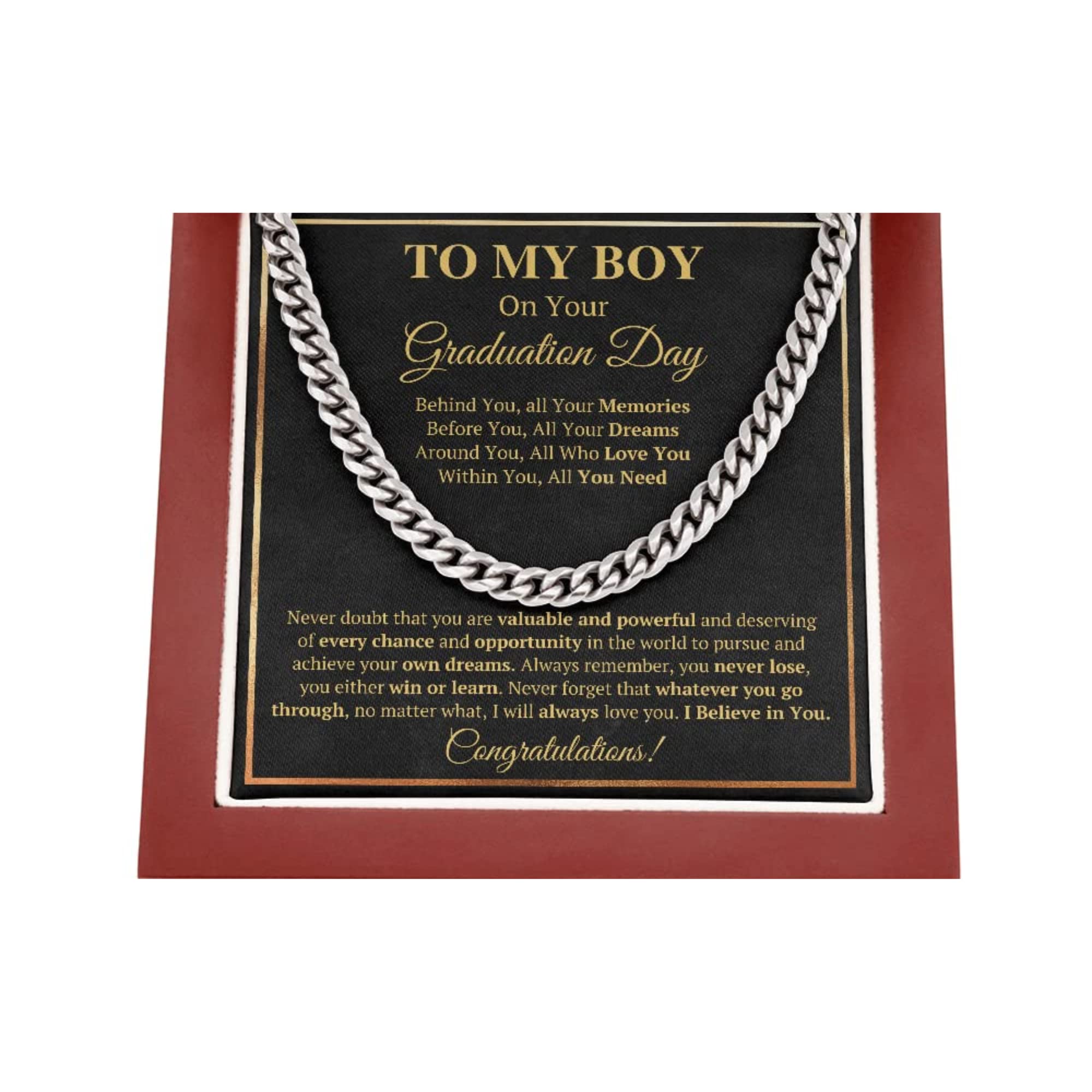 2022 Graduation Cross Necklace for Men - Class of 2022 Gift for Son, Grandson, Brother, Boyfriend with Message Card & Gift Box | Christian Graduation Jewelry, Commencement Present for College & High School Graduates