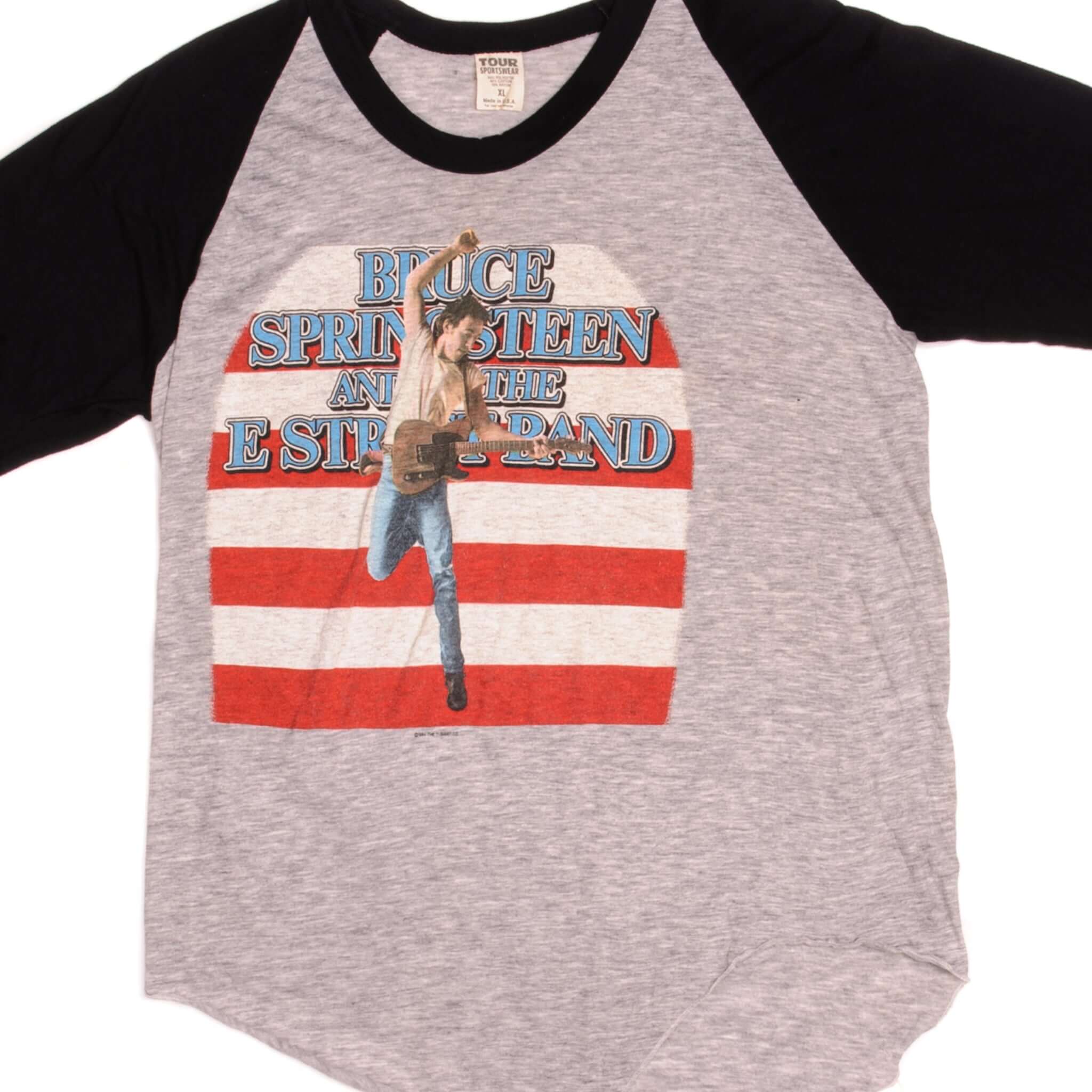 Vintage Bruce Springsteen and The E Street Band 1984 Tour Raglan Tee Shirt - Large Size, Made in USA - Perfect for Concerts, Music Festivals & Retro Fashion