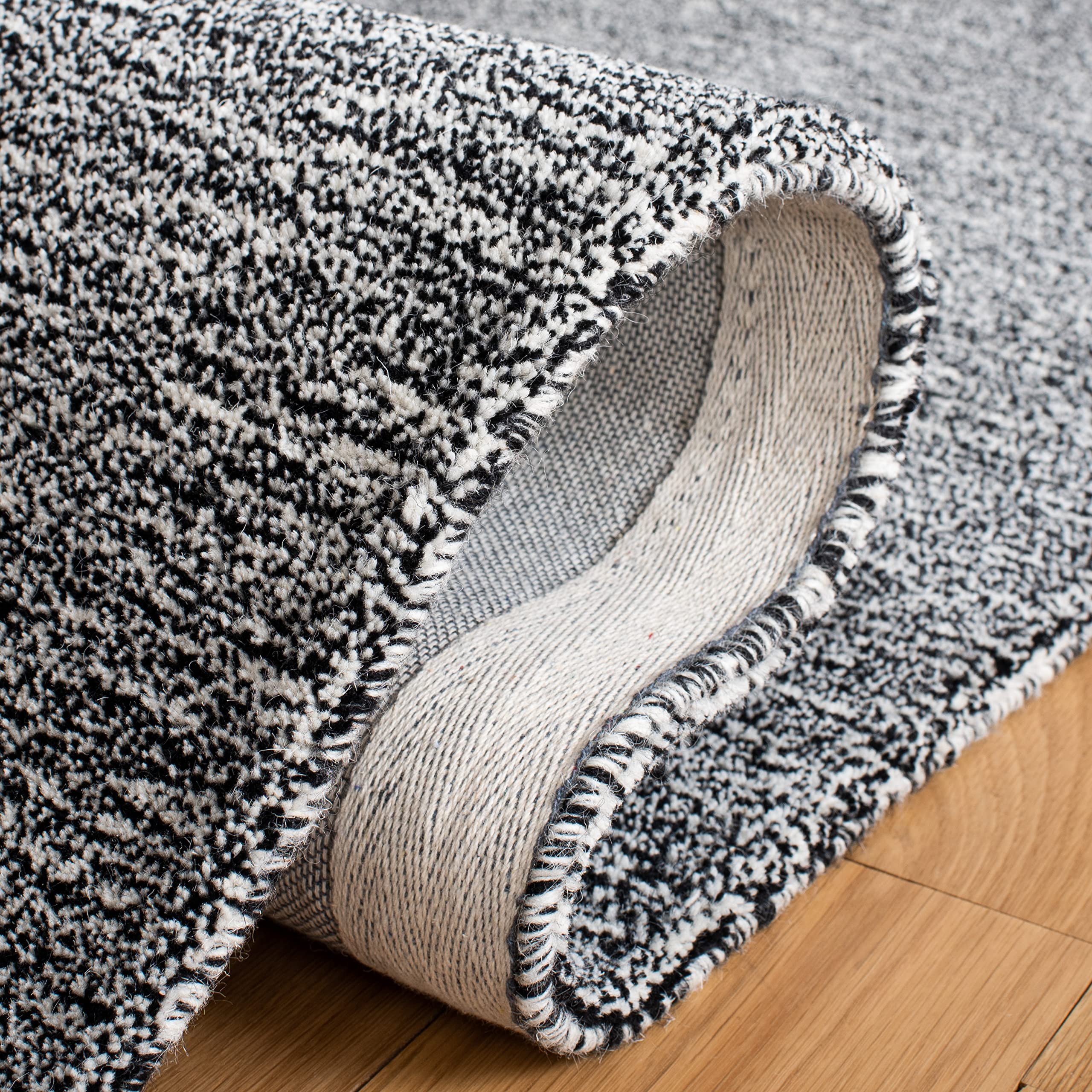 SAFAVIEH Metro Collection 6' Square Black & Ivory Wool Area Rug - Handmade Premium Quality for Living Room, Dining Room, Bedroom Decor | Soft & Durable Floor Covering for Home Interior Design