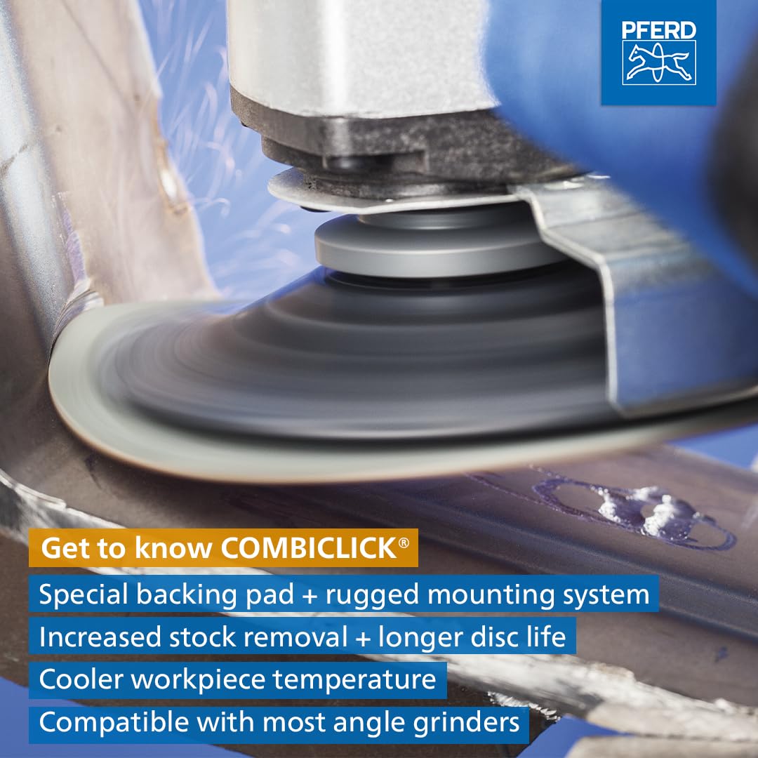 PFERD COMBICLICK 5-Inch 19-Piece Disc Set | 5/8-11 Thread | Coarse Grinding to Polishing | Angle Grinder Accessories | Perfect for Metalworking, Wood Sanding & Surface Preparation