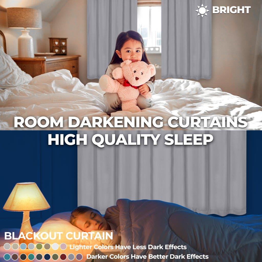Blackout Curtains Set - Solid Classic Modern Rod Pocket Style for Bedroom & Living Room - Light Blocking & Noise Reducing Window Treatments