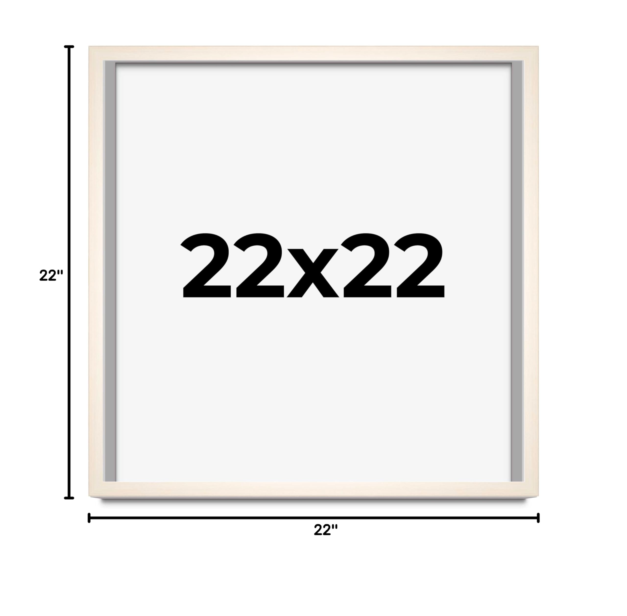 CountryArtHouse 22x22 Inch Whitewashed Solid Wood Picture Frame - 0.8125 Inch Moulding Width with UV Acrylic Plexiglass, Acid-Free Foam Board Backing & Hanging Hardware - Perfect for Wall Art, Family Photos, and Home Decor