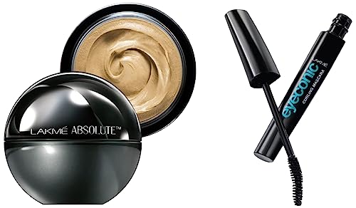 Lakmé Absolute Skin Natural Mousse Foundation - Ivory Fair 01 (25g) & Lakmé Eyeconic Lash Curling Mascara - Black (9ml) | Flawless Makeup Combo for Daily Wear & Special Occasions