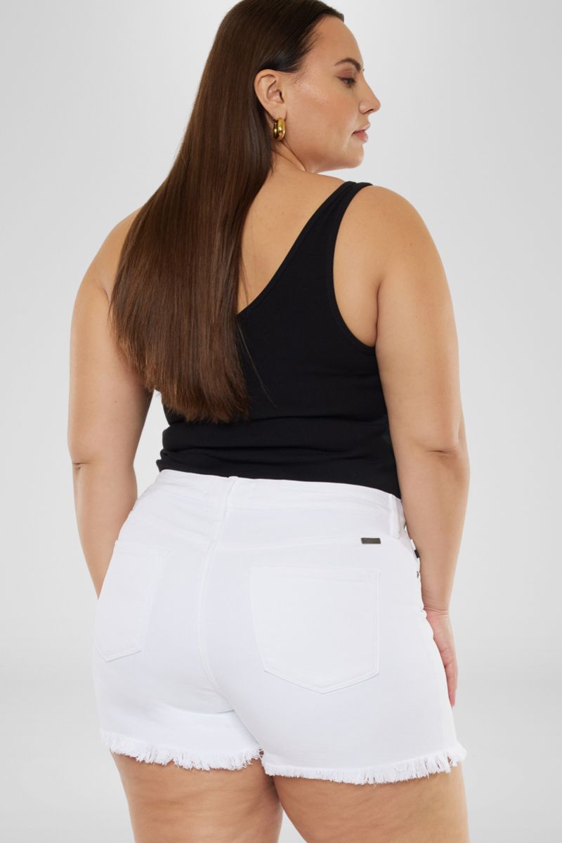Cleo High Rise Shorts for Women - Plus Size Denim Shorts with Stretch, Comfortable & Stylish for Summer, Casual Outings & Vacations