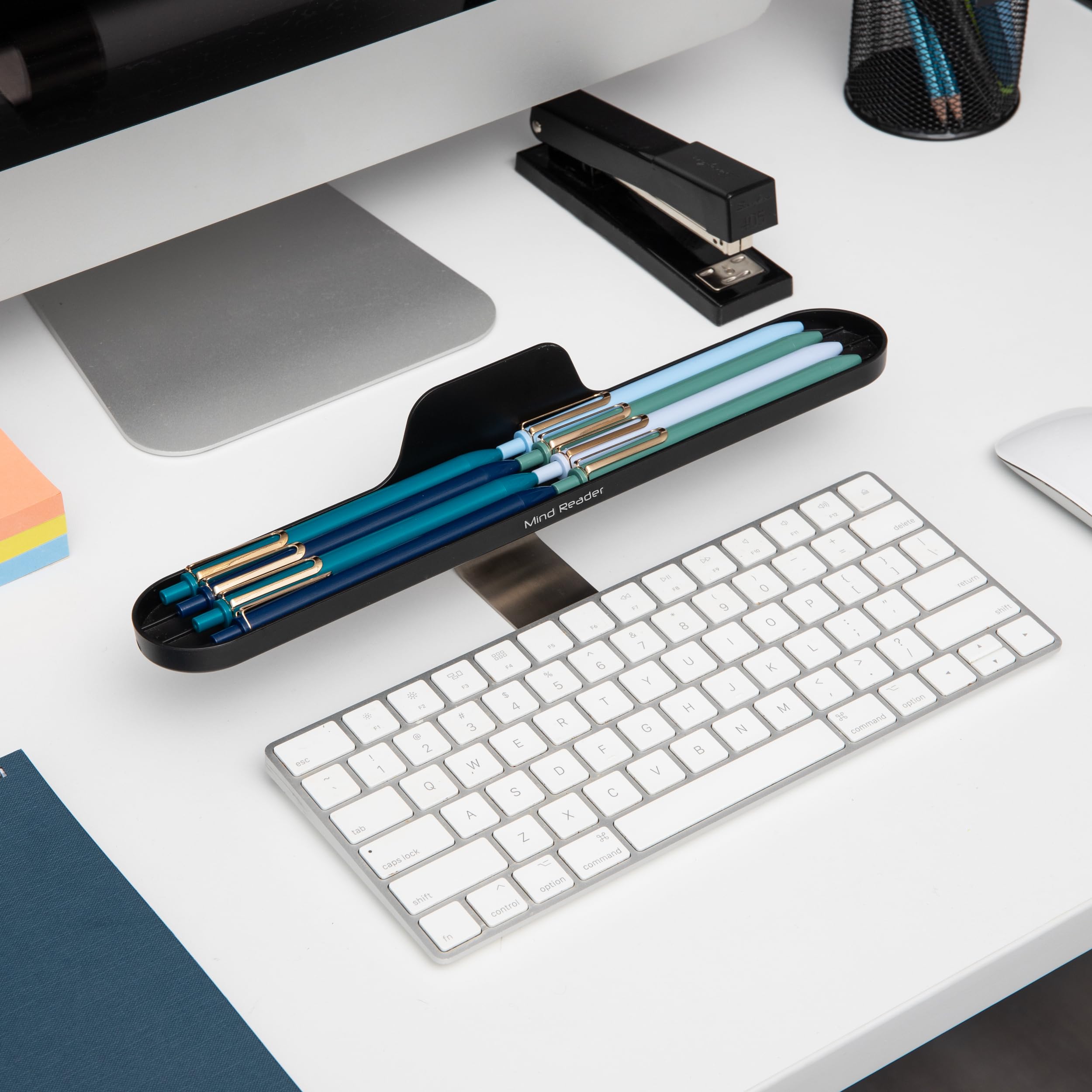 Mind Reader Over Keyboard Shelf - Black Desktop Organizer with Phone Holder & Storage | 13