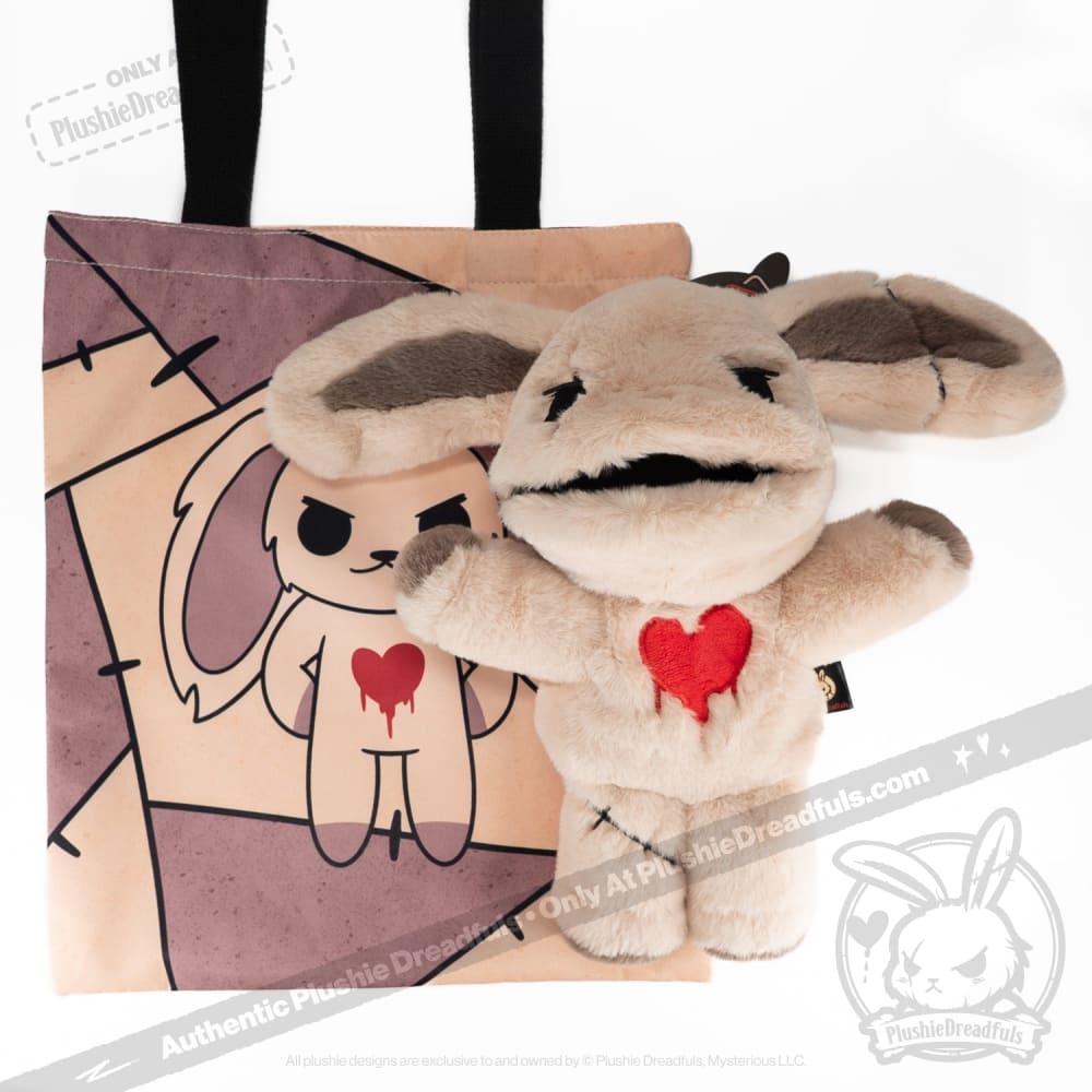 Plushie Dreadfuls Puck Dread Rabbit Plush Puppet - Soft Gothic Stuffed Animal Toy for Halloween, Cosplay & Dark Aesthetic Decor