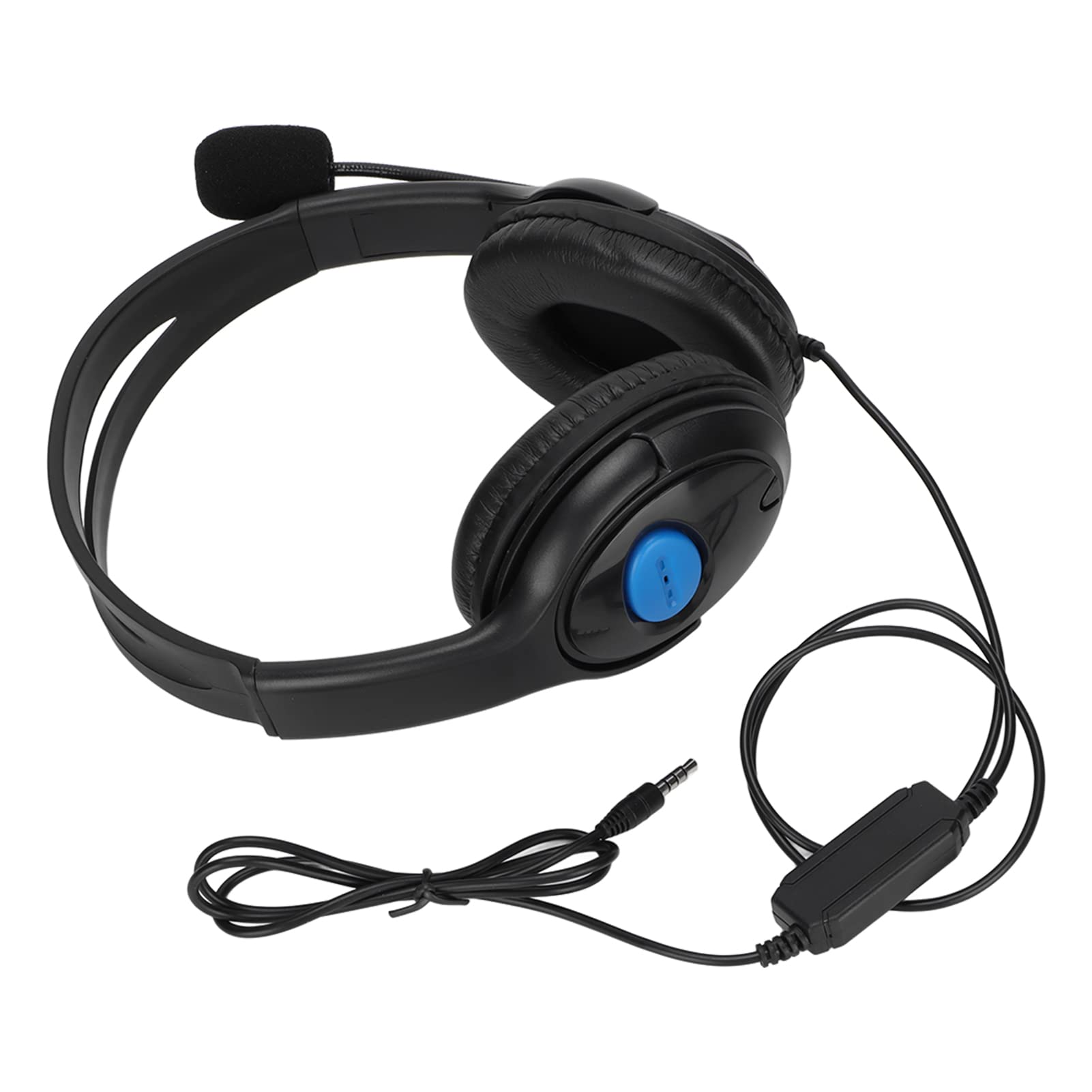 PUSOKEI Stereo Gaming Headset with Noise Cancelling Microphone - Over-Ear Headphones for PC & Laptop - Adjustable Volume & One-Touch Mute - 3.5mm Plug - Perfect for Online Gaming, Streaming & Conference Calls