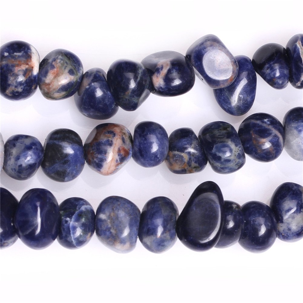 JOE FOREMAN Natural Sodalite Beads for Jewelry Making - 8x12mm Semi-Precious Gemstone Freeform Potato Strand (15 Inch) - DIY Bracelets, Necklaces & Healing Crystal Jewelry