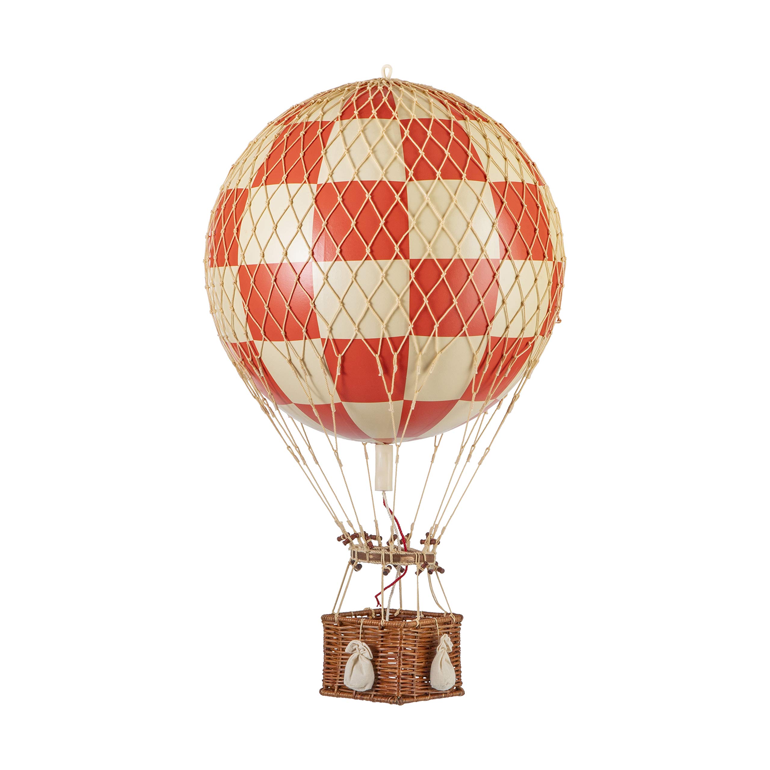 Authentic Royal Aero Air Balloon Model - 22 Inch Vintage Hot Air Balloon Hanging Decor for Home, Ceiling & Office - Perfect for Living Room, Bedroom & Nursery Decorations - Check Red