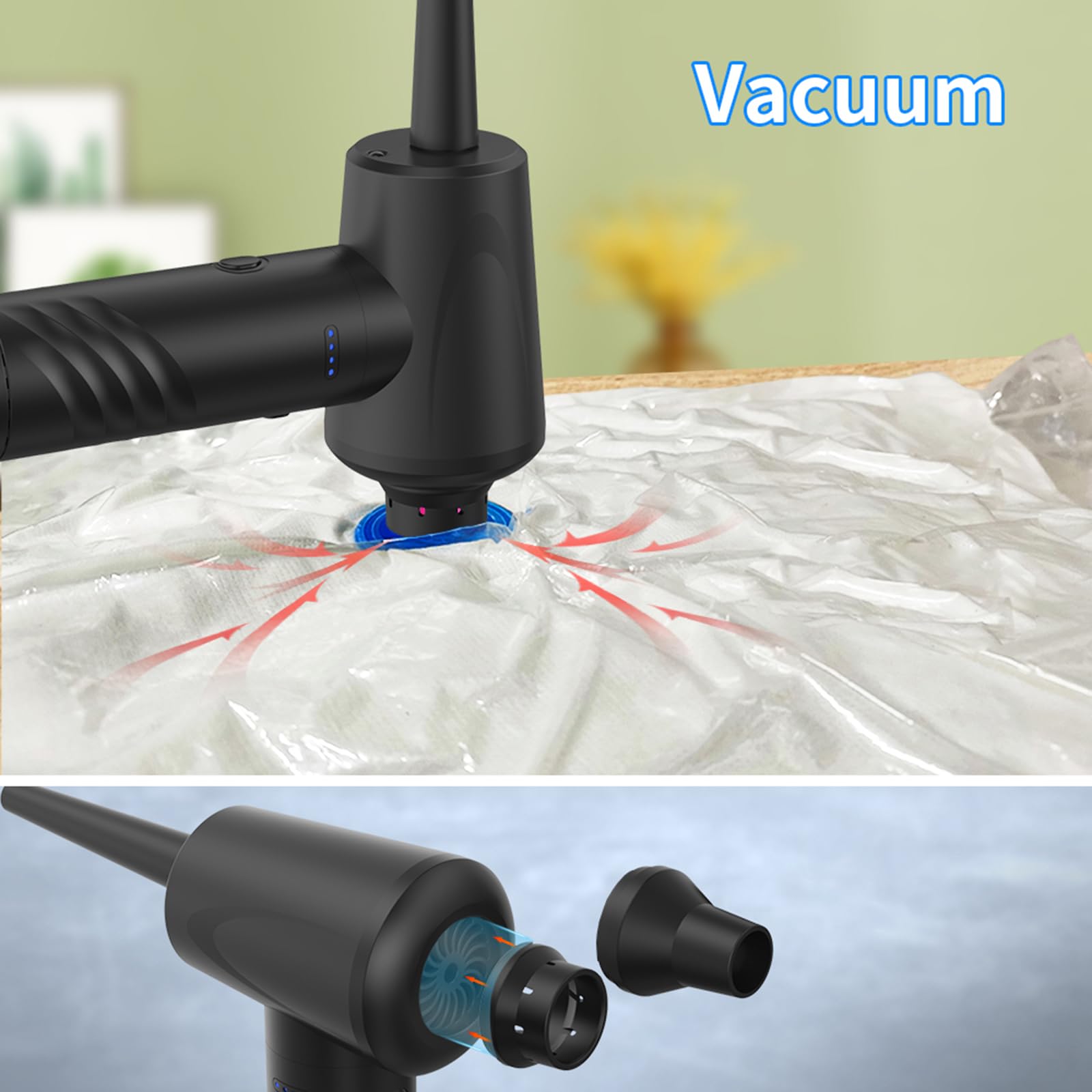Electric Air Pump for Inflatables - 6000mAh Rechargeable Compressed Air Duster & Inflator/Deflator for Pool Floats, Swimming Rings, Couches - Portable Air Blower for Car, Computer Cleaning, Dusting & Home Use