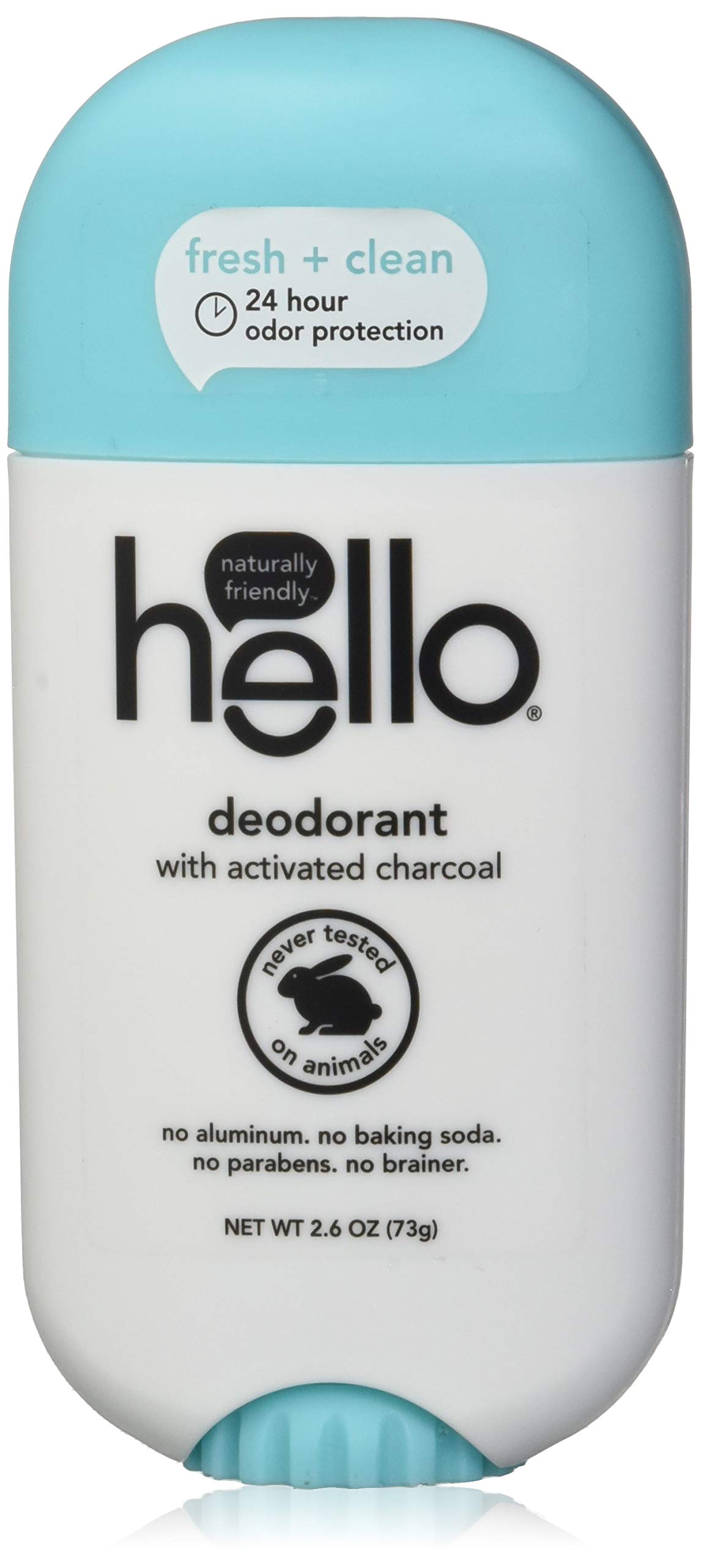 HELLO Activated Charcoal Deodorant for Women & Men - 2.6 oz Natural & Fresh - Odor Protection for Gym, Work & Daily Use