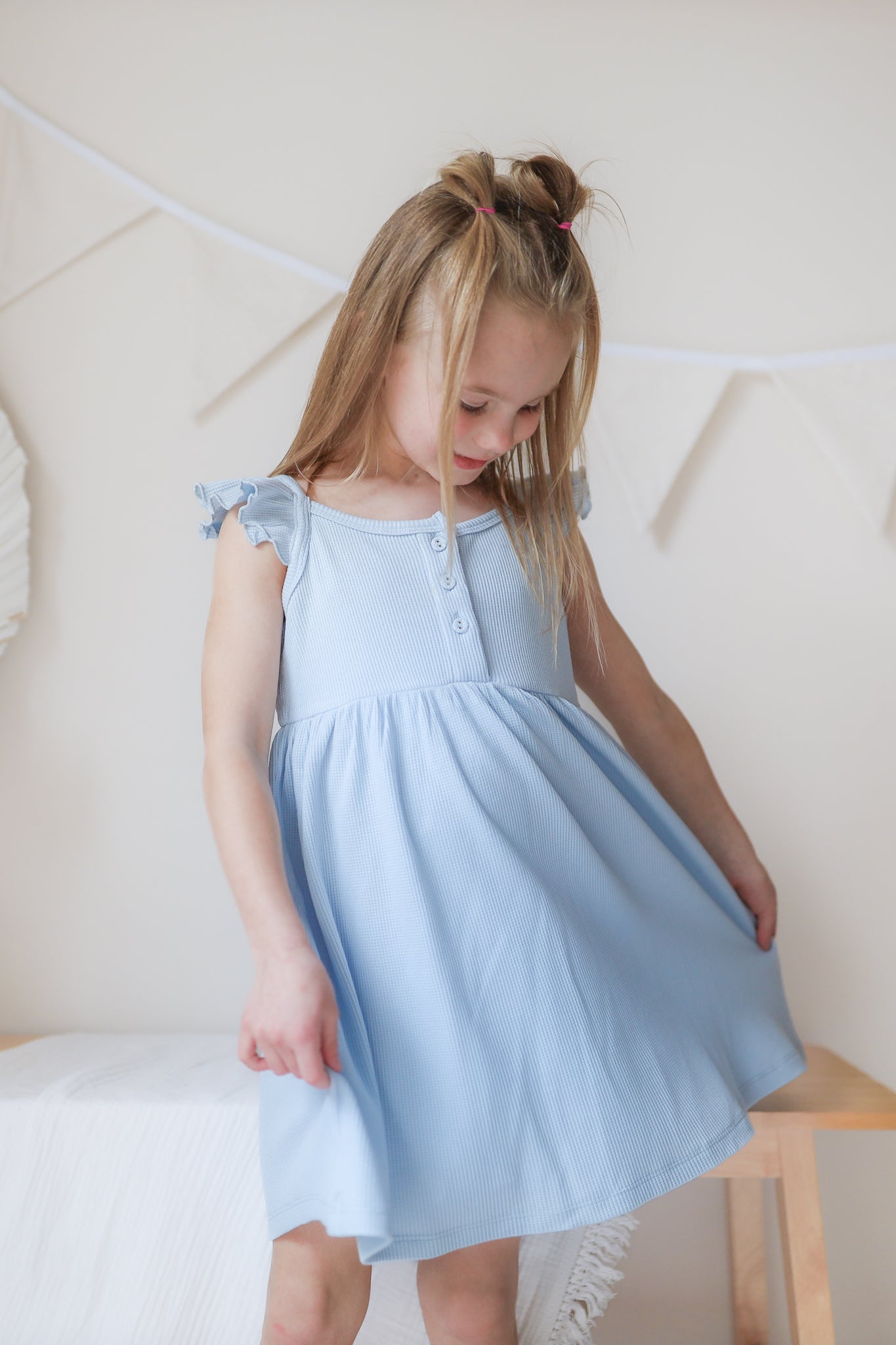 Summer Waffle Dress in Dove Blue - Flowy Casual Sundress for Beach, Vacation & Everyday Wear