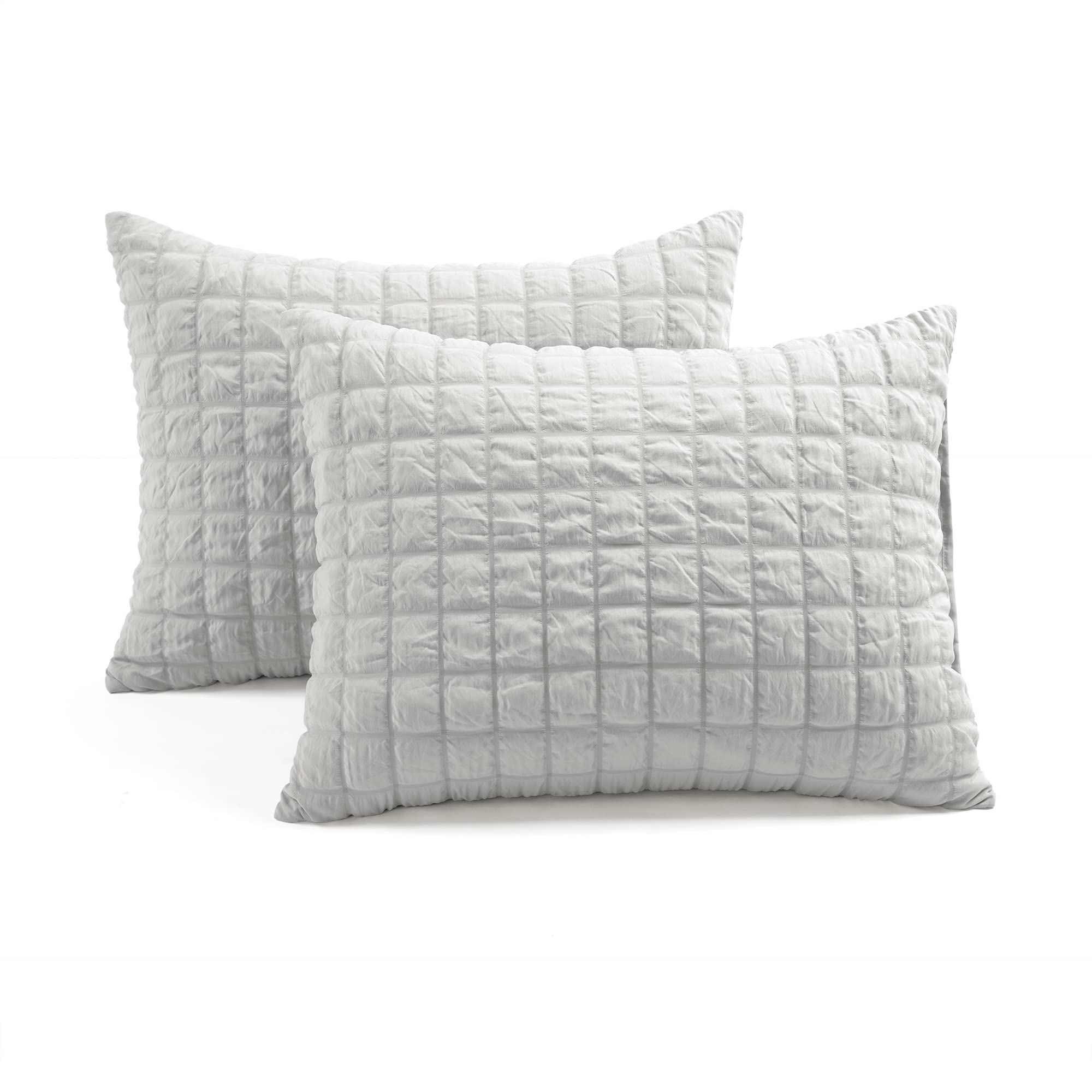 Lush Decor Crinkle Dobby Comforter Set - Full/Queen, Light Gray for Cozy Bedroom
