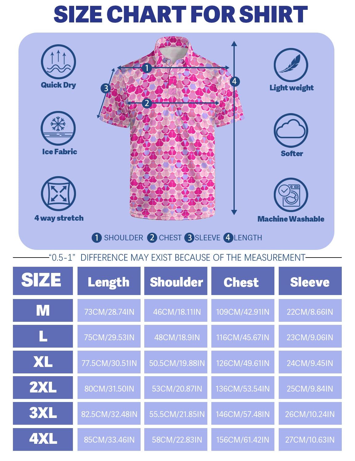 Funny Hawaiian Golf Polo Shirts for Men - 80s Retro Beach Style for Summer Golfing