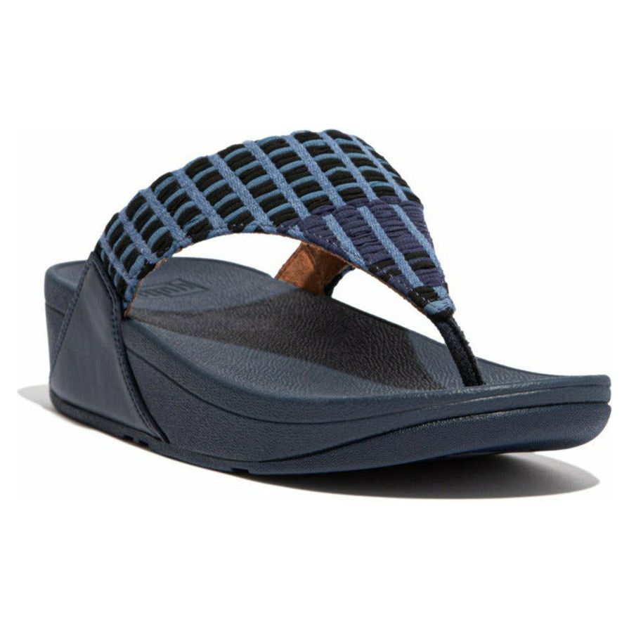 FITFLOP LULU ART DENIM TOE POST SANDAL - Women's Comfortable Slide Sandals with Arch Support | Perfect for Beach, Pool, and Summer Casual Wear