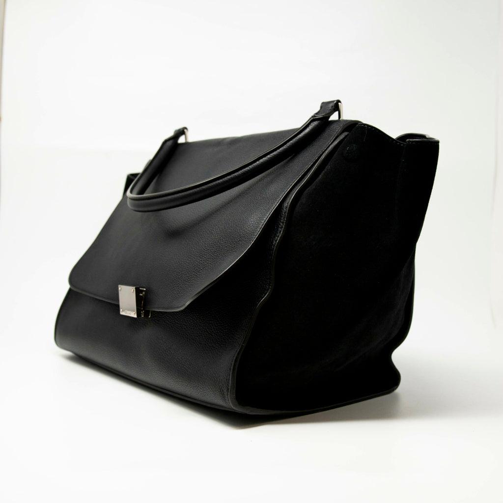 Celine Black Large Trapeze Handbag for Women - Luxury Leather Shoulder Bag & Crossbody Purse - Perfect for Work, Travel & Evening Events