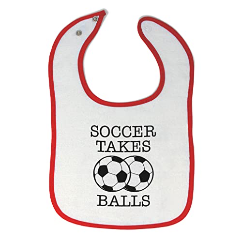 Soft Cotton Baby Bibs & Burp Cloths Set - Soccer Ball Design for Toddler Boys & Girls (White & Red) - Perfect for Feeding Time & Messy Play