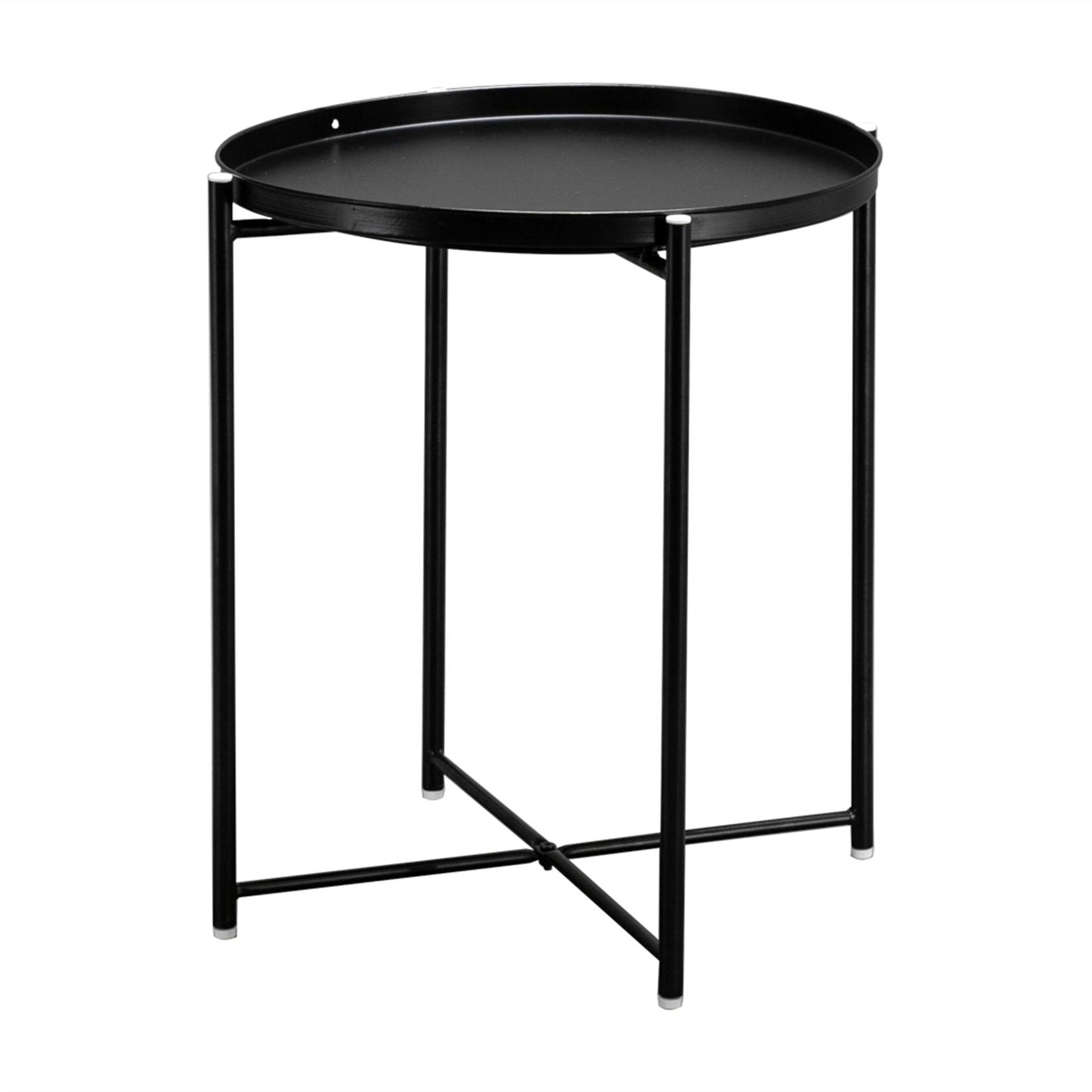 Round Metal Side Table - Coffee Table, Outdoor Snack Table, Sofa & Bedside Table for Living Room - Small Space Accent Table for Patio, Balcony & Dorm Room