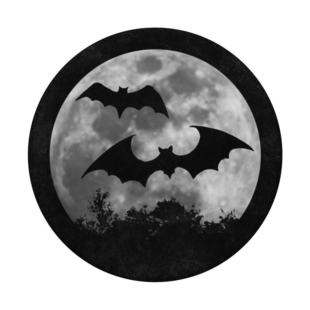 Spooky Bats Full Moon Bat Silhouette PopSockets Adhesive PopGrip - Halloween Phone Grip for iPhone & Android - Perfect for Costume Parties & Nighttime Events