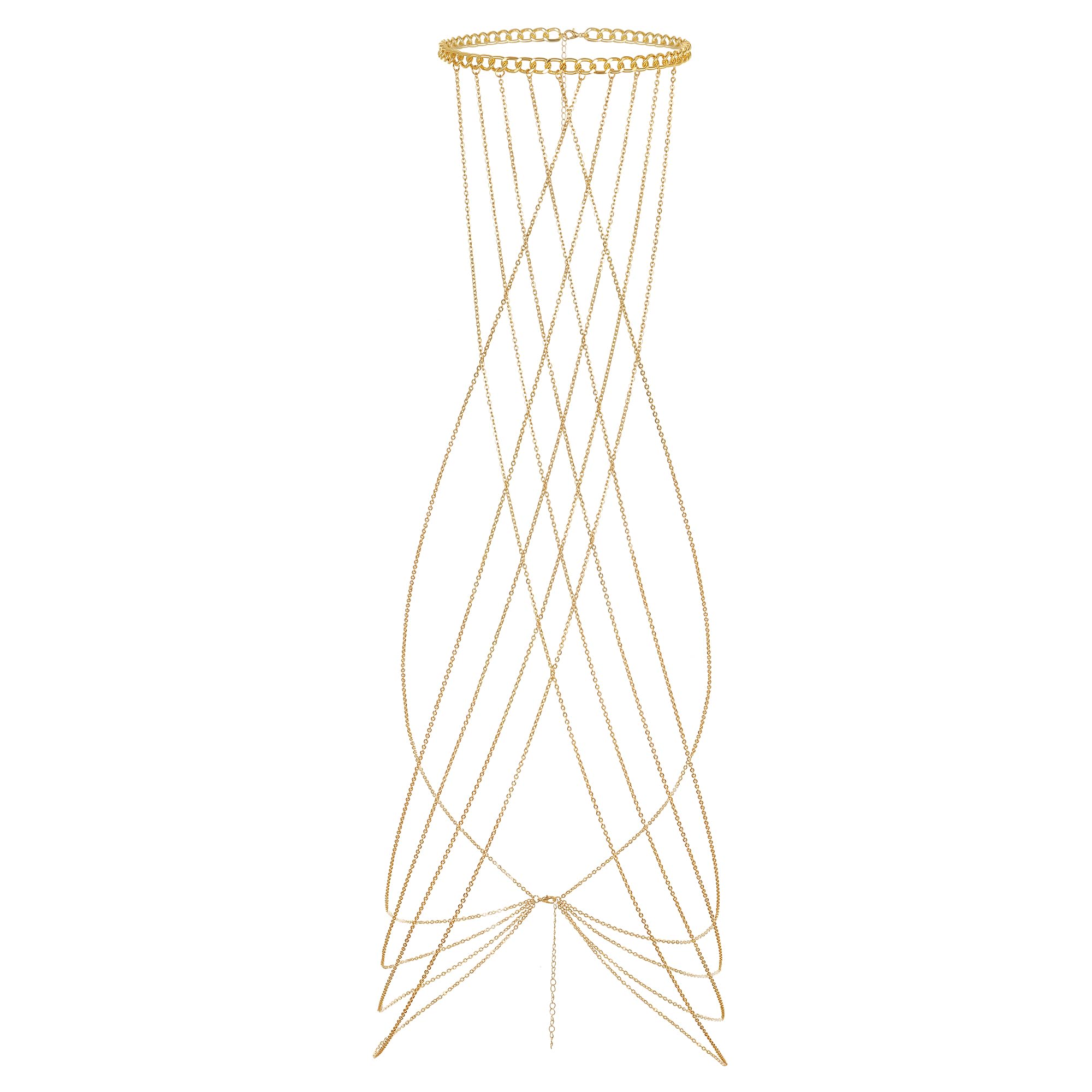 Sexy Layered Tassel Belly Chain Body Jewelry - Gold Tone Waist Necklace for Women, Bikini Beach Party & Nightclub Outfit Accessory | Perfect for Summer Vacations, Music Festivals and Boho Fashion Styles