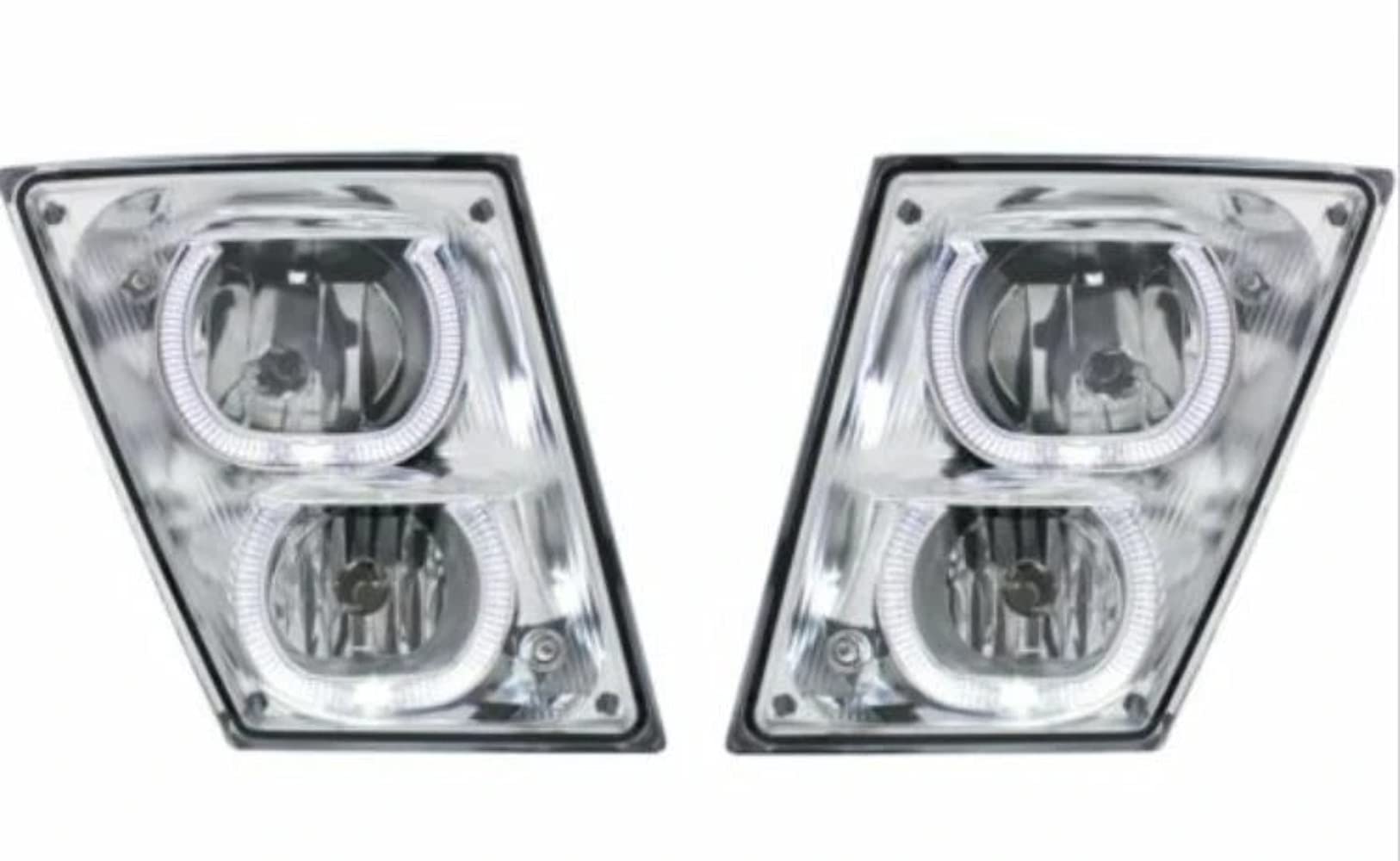 Volvo VNL Chrome Double Bulb LED Fog Light Bar Set - Replacement for Models 20637500 & 20737501 | Durable Truck Lighting for Night Driving & Inclement Weather