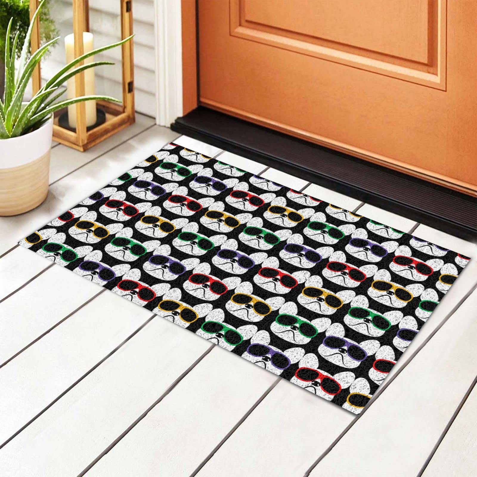 Funny Bulldog Welcome Door Mat - Non-Slip Absorbent Rug for Indoor & Outdoor Use - Personalized Front Door Mat for Home Decor - Perfect for Entryways, Porches, and Patios