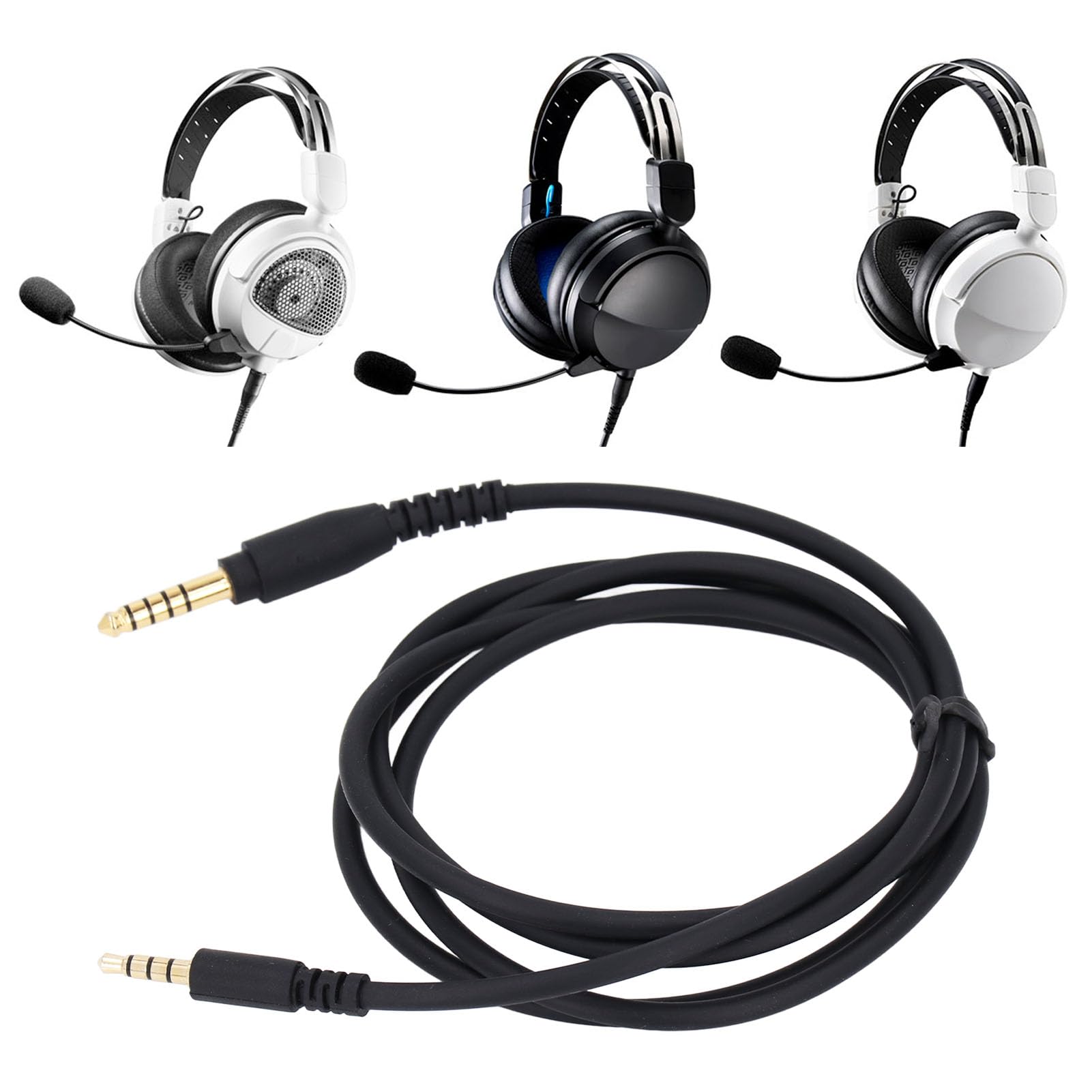 Original Audio Technica ATH-GL3 ATH-GDL3 Headset Replacement Cable - 3.5mm Jack, 1.3m/4.3ft Braided Cord - Perfect for Gaming, Music & Studio Use