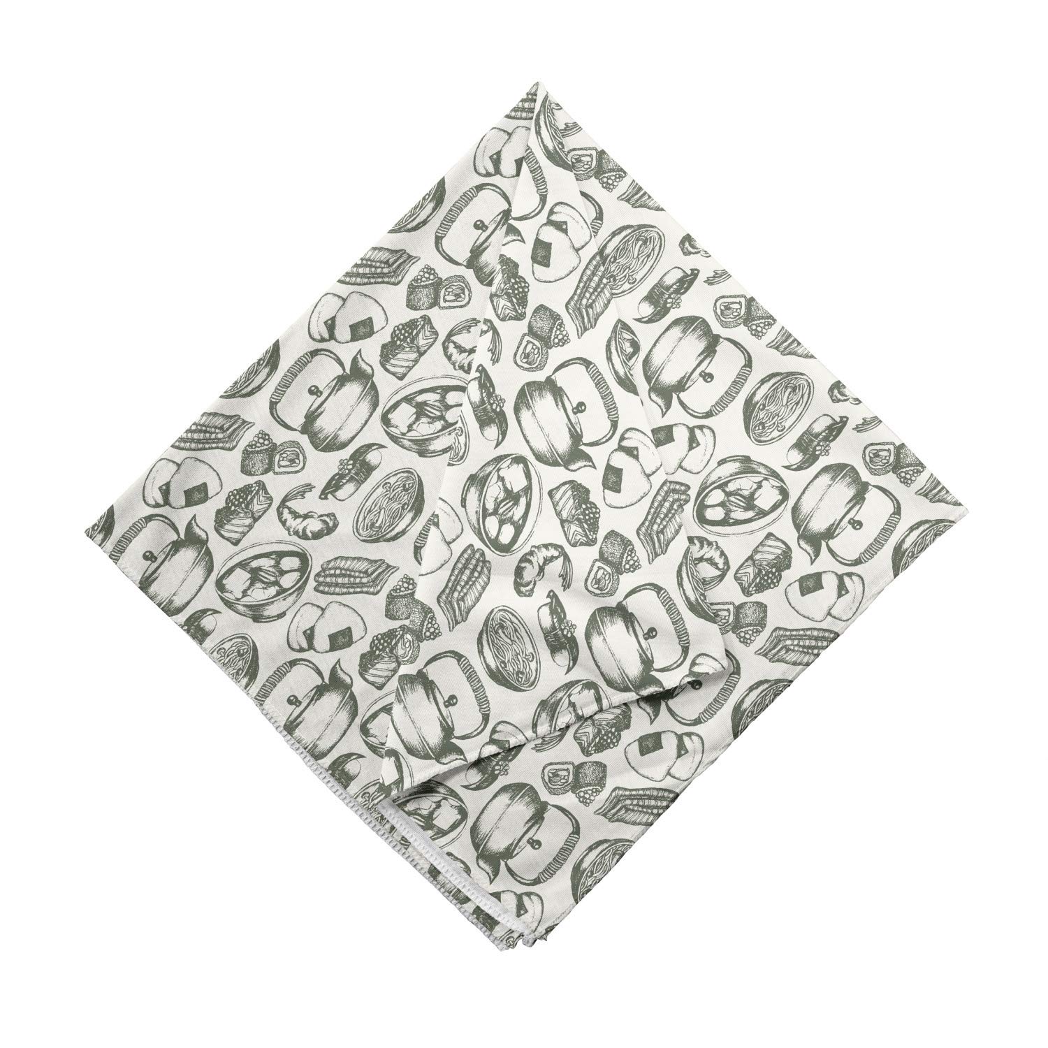 Ambesonne Hipster Bandana - Japanese Food & Tea Print Unisex Head & Neck Scarf for Men & Women | Perfect for Music Festivals, Outdoor Adventures & Casual Wear