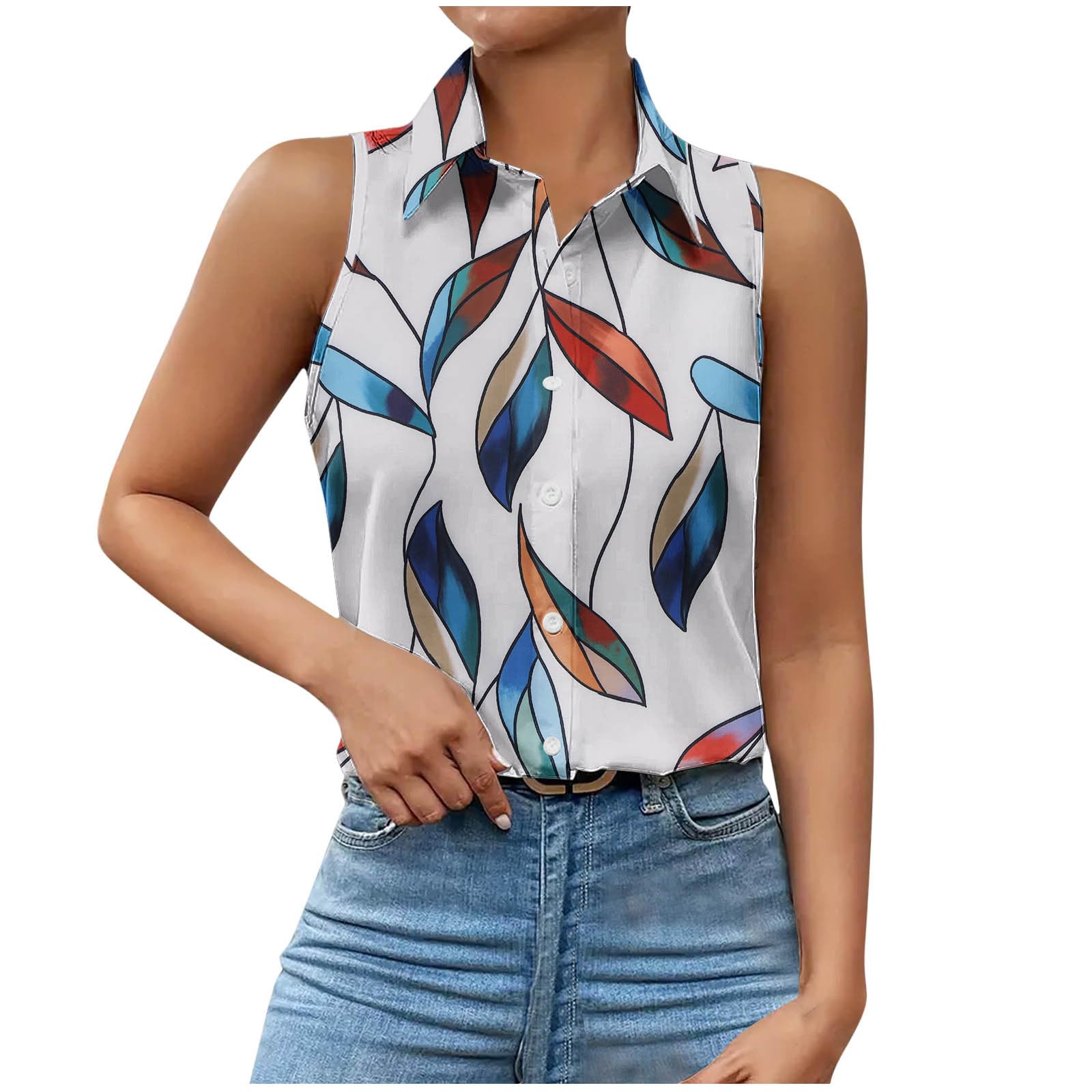Women's Sleeveless Striped Button Down Blouse - Summer Business Casual Work Tops & Dressy Shirts | Perfect for Office Wear, Professional Meetings & Smart Casual Outfits
