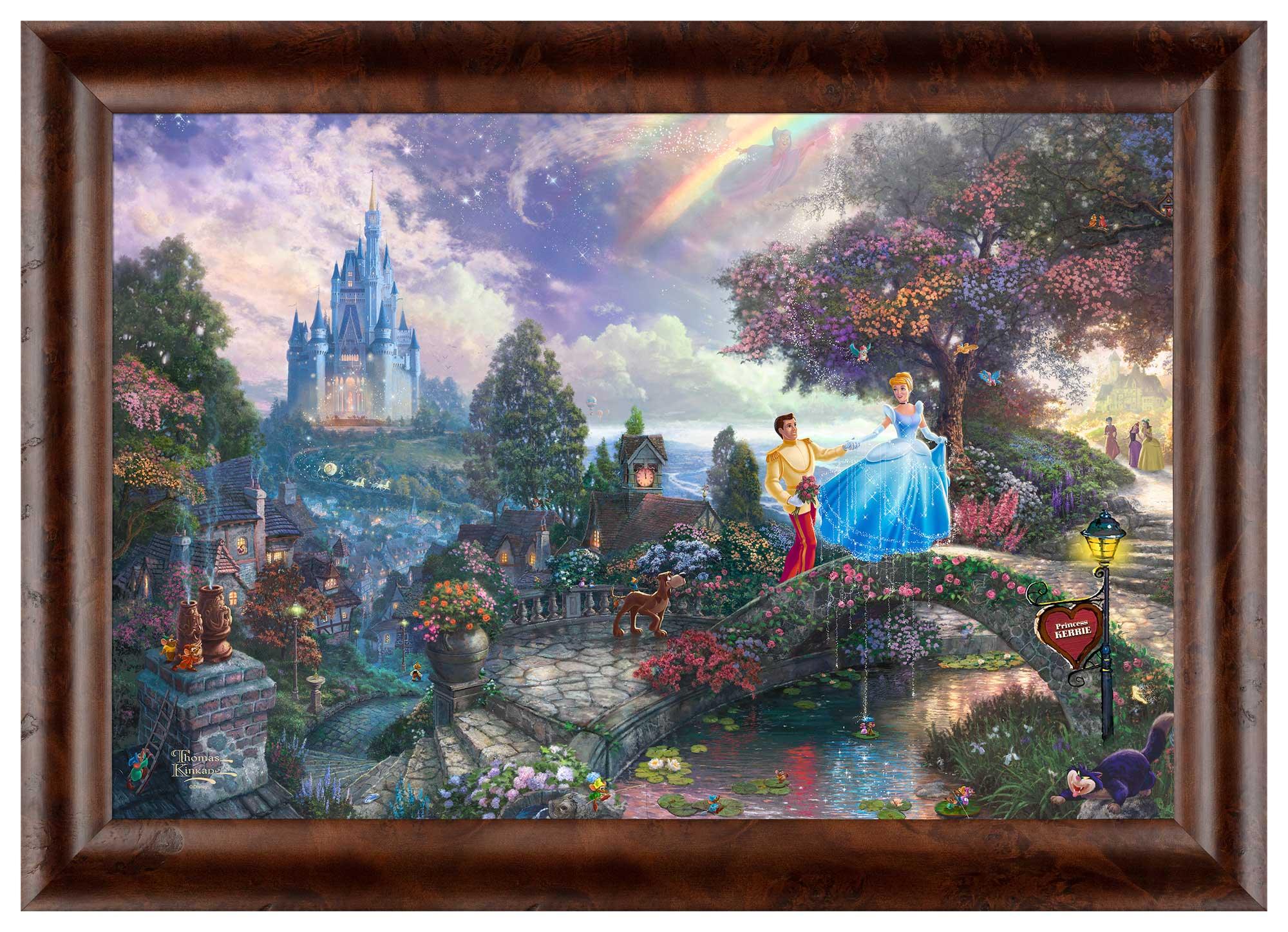 Disney Cinderella Wishes Upon A Dream Personalized Framed Canvas Wall Art - Perfect for Bedroom, Nursery & Disney Princess Themed Decor