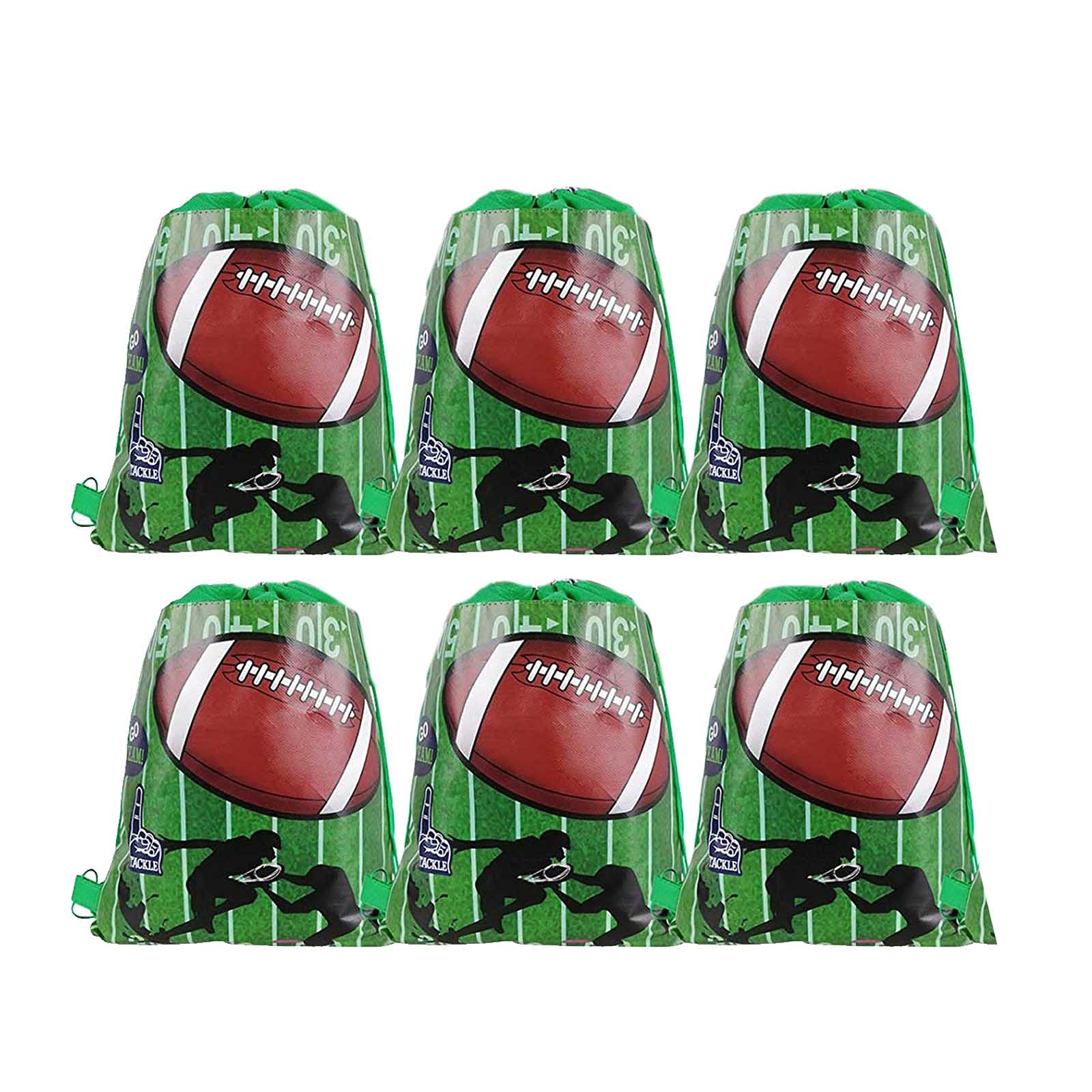 JOPARY 9 Pack Football Party Favor Goodie Bags - Sports Theme Drawstring Gift Bags for Kids, Boys Birthday Party & Baby Shower Decorations - Perfect for Football Game Parties, Team Events and Sports Celebrations