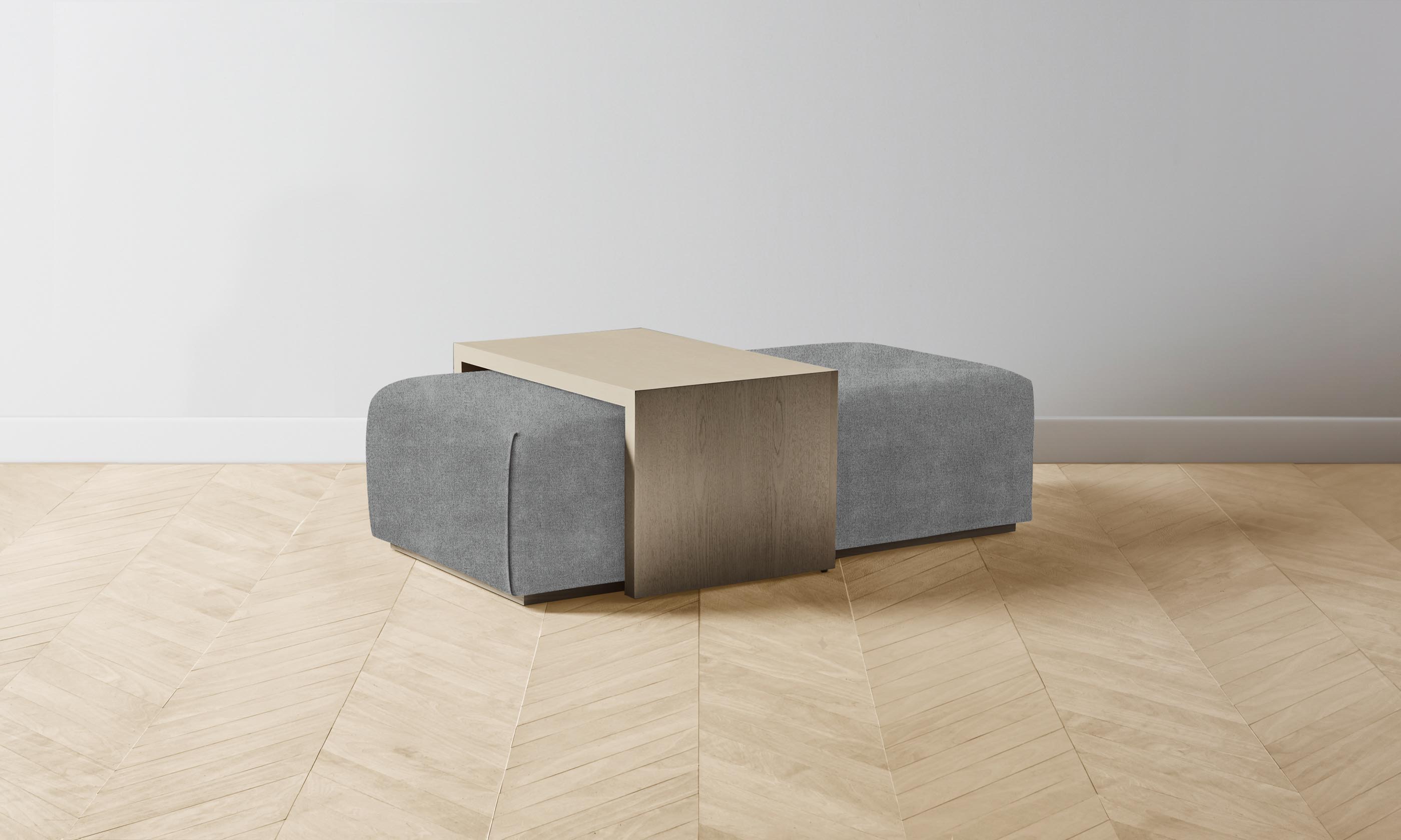 The Bowery Ottoman - Performance Mélange Weave Night - Modern Living Room Footrest & Accent Stool for Home Decor