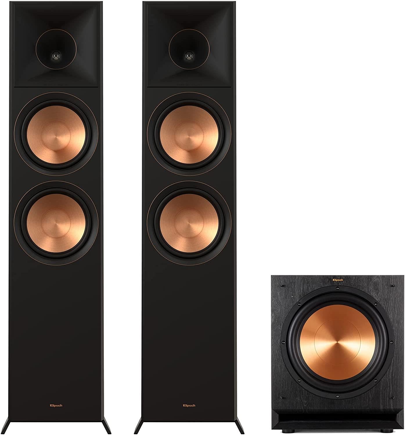 Klipsch RP 8000F II 2.1 Channel Home Theater Speaker System with 12-Inch SPL 120 Subwoofer - Premium Ebony Finish for Immersive Movie Nights & Music Listening
