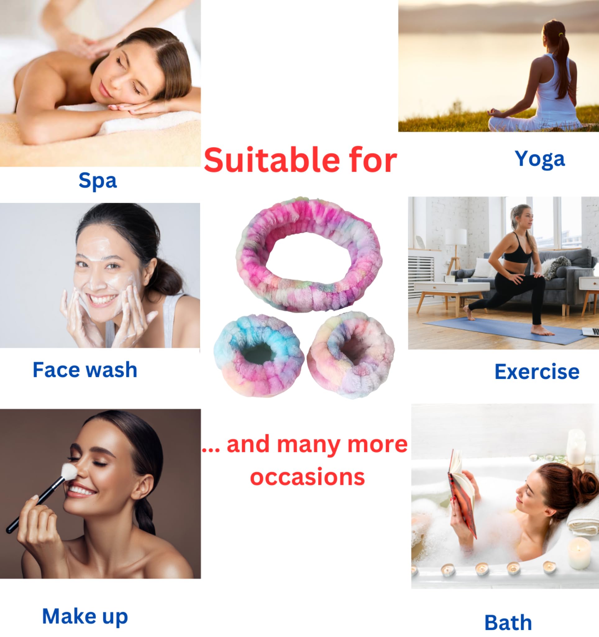 Soft Microfiber Spa Headband for Women & Teens - Tie Dye Face Washing Headband, Makeup & Skincare Hair Accessory - Perfect for Facial Cleansing, Spa Days & At-Home Beauty Routines