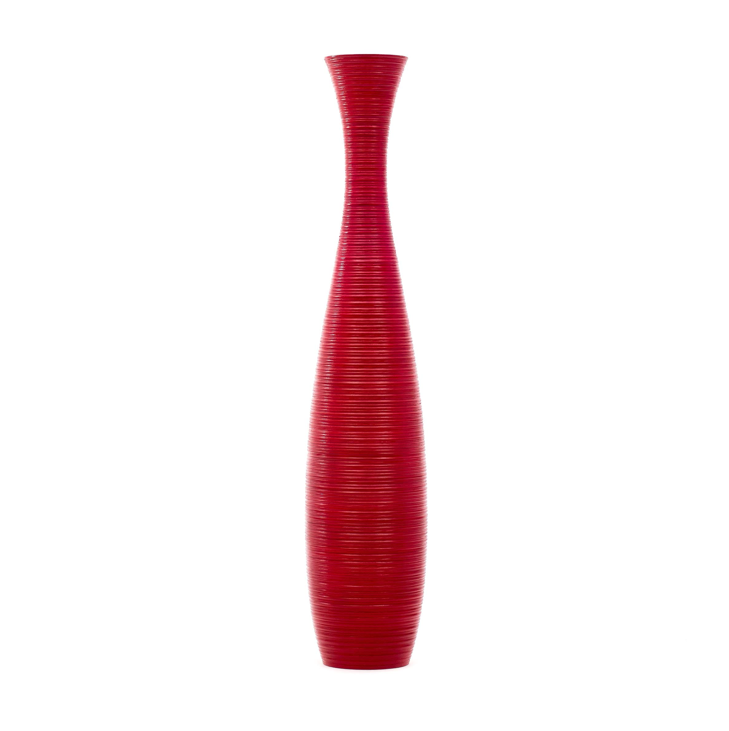 Leewadee 43 Inch Large Red Wooden Floor Vase - Farmhouse Home Decor for Flowers, Fake Plants & Pampas Grass - Perfect for Living Room, Entryway & Wedding Decor