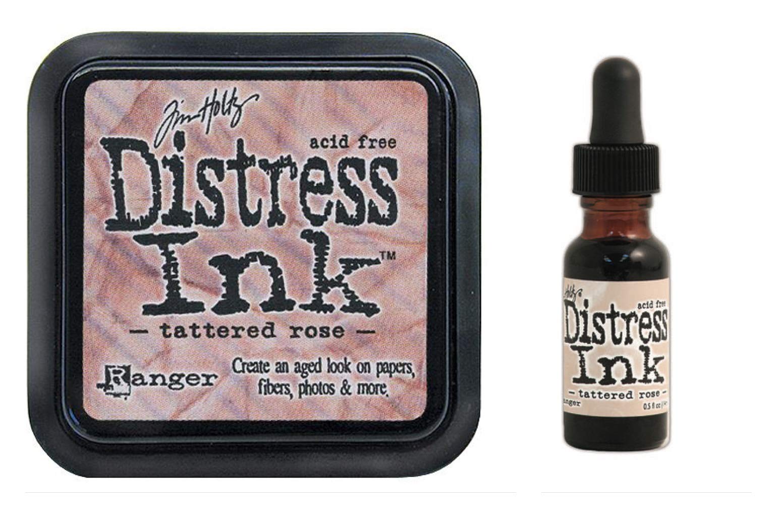 Tim Holtz Tattered Rose Distress Ink Pad & Reinker Set - Vintage Scrapbooking Supplies for Card Making, Journaling & Mixed Media Art Projects
