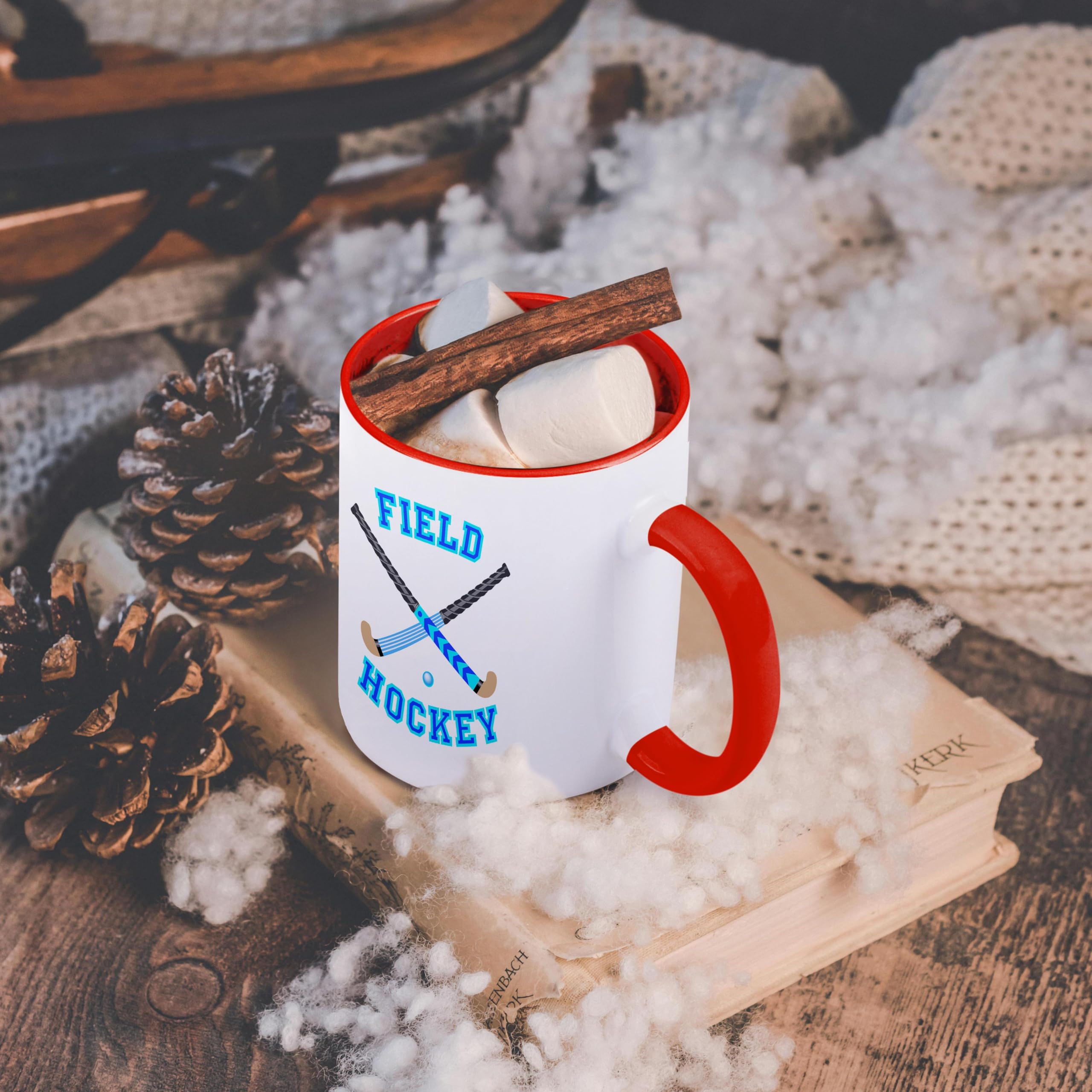 3D Rose 11oz Blue and Aqua Field Hockey Sports Design Coffee Mug - Funny Gift for Athletes, Coaches, and Hockey Fans - Perfect for Home, Office, or Game Day Use