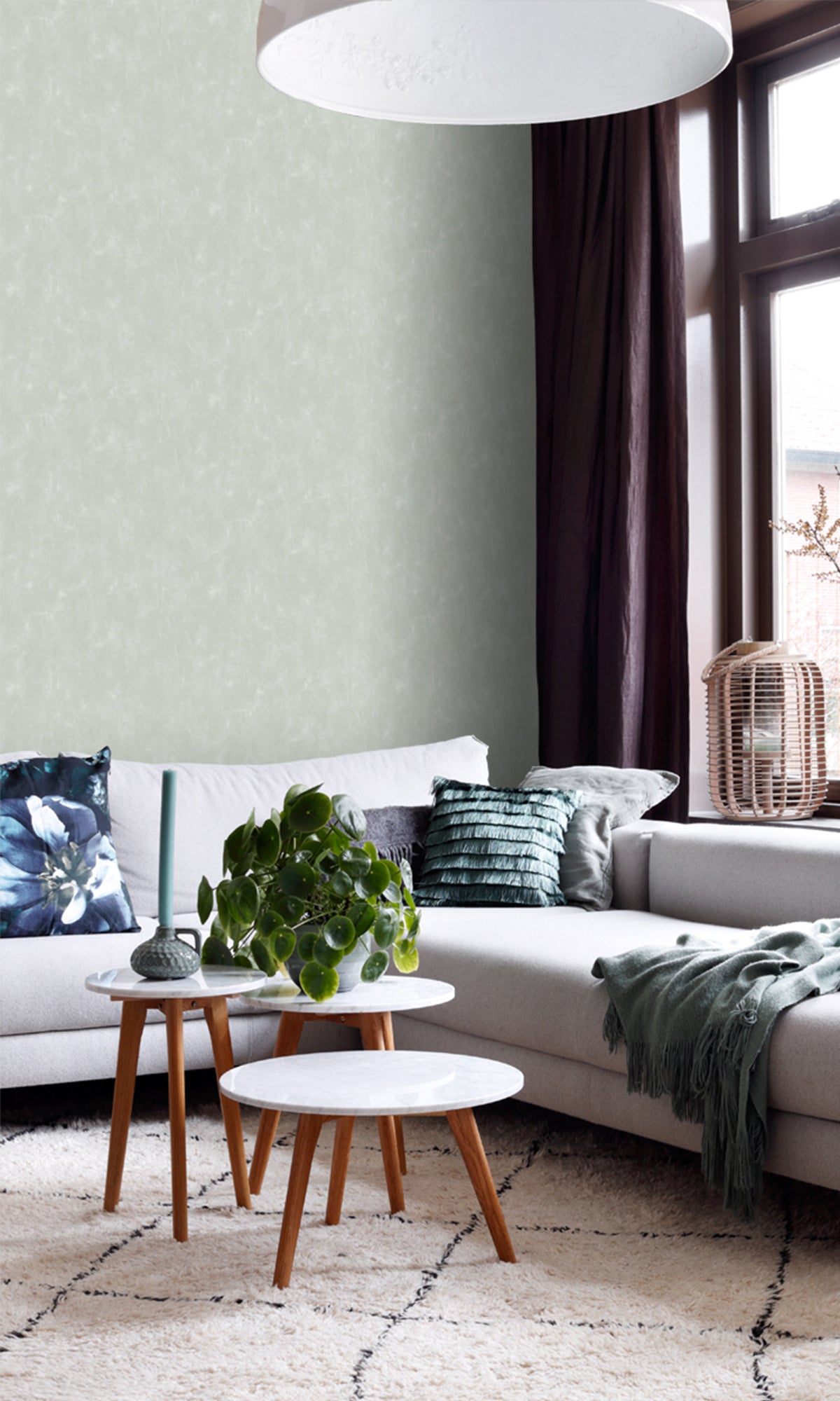 Celadon Green Plain Painterly Effect Wallpaper R9413 - Elegant Home Decor for Living Room, Bedroom & Office