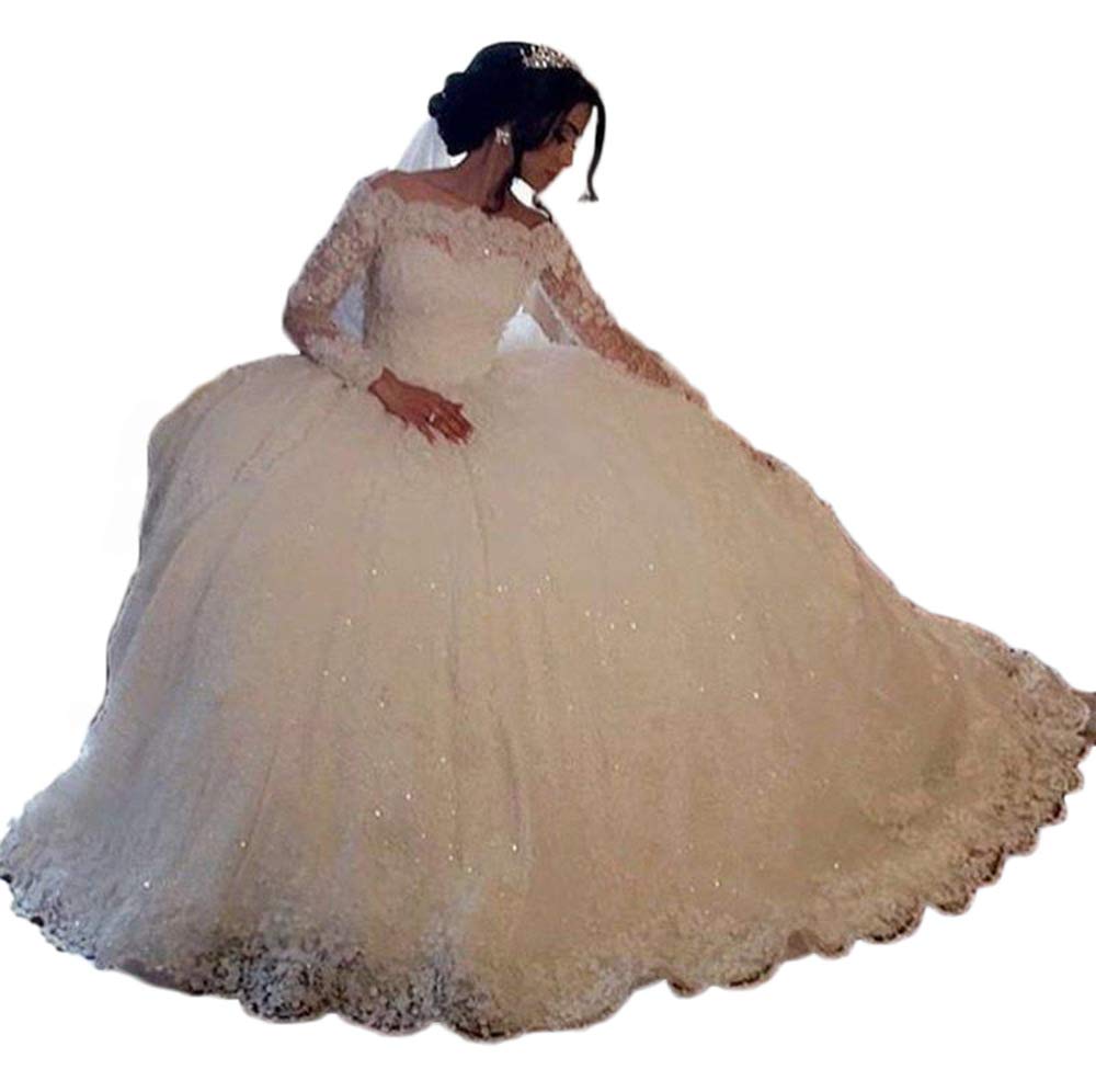 2025 Boho Lace Appliques Wedding Dress for Bride – Elegant Long Sleeve Ball Gown | Perfect for Beach, Garden & Vintage Theme Weddings