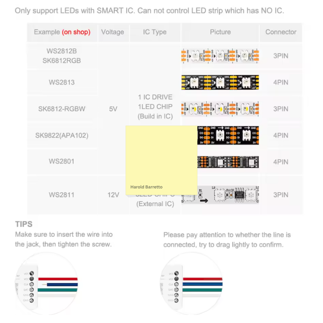 SP108E Smart WiFi RGB LED Controller - Compatible with WS2812B, WS2813B LED Strips - App Control & Magic Effects for Home Decor, Gaming Setup, and Party Lighting