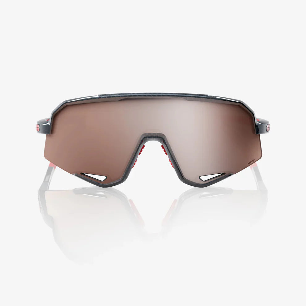 SLENDALE 100% UV Protection Sunglasses - Gloss Carbon Fiber Frame with HiPER Crimson Silver Mirror Lens for Men & Women - Perfect for Driving, Running, and Outdoor Activities