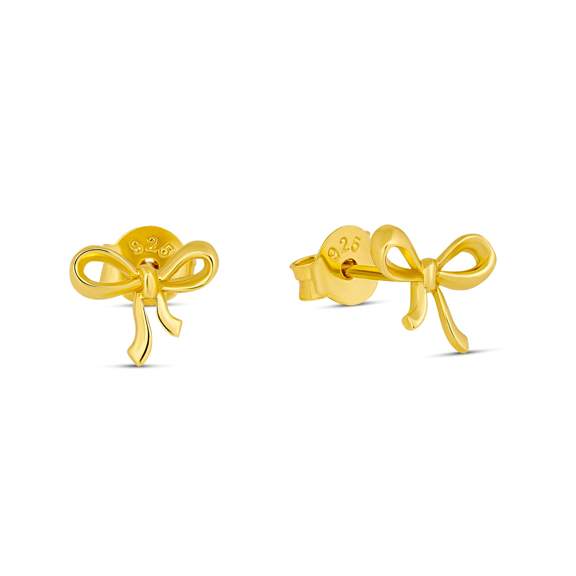 Bow Gold Stud Earrings for Women - 14K Gold Plated Small Hoop Earrings - Minimalist Dainty Jewelry for Everyday Wear, Gift Giving & Special Occasions