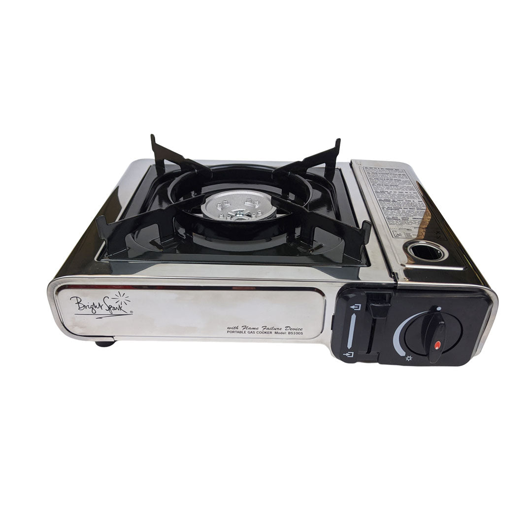 Bright Spark Stainless Steel Gas Cartridge Camping Stove - Portable Outdoor Cooking for Hiking, Backpacking & Emergency Preparedness