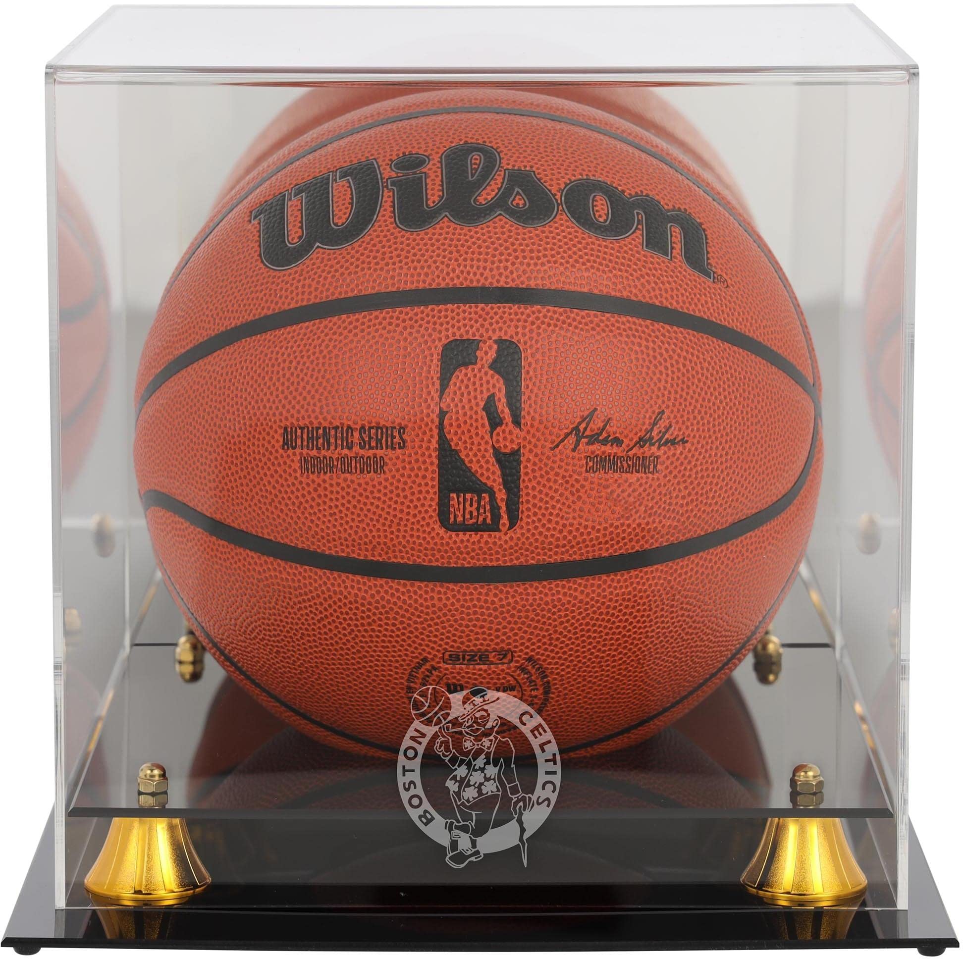 Boston Celtics Classic Team Logo Basketball Display Case - Premium Acrylic Display for Collectible Basketballs - Perfect for Home, Office, or Sports Memorabilia Collection