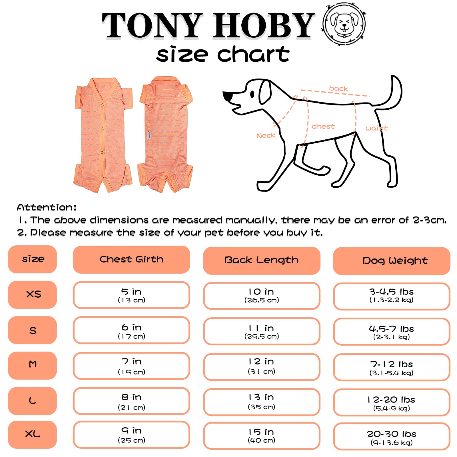 TONY HOBY Dog Pajamas for Small & Medium Dogs - 4 Legs Recovery Suit, Breathable Summer Dog Shirt (Orange, Girl, Size M) - Perfect for Post-Surgery Care & Comfortable Sleepwear