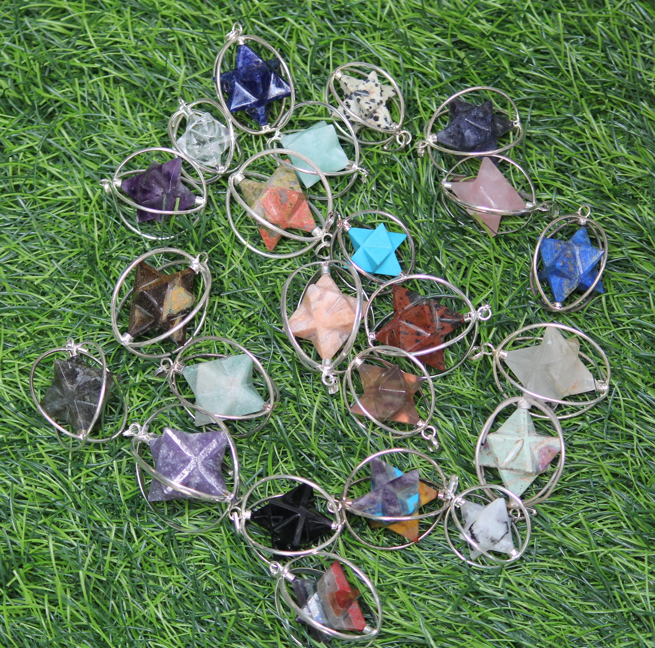 Authentic Spinning Merkaba Pendant Necklace - 1.5 to 1.8 Inch Healing Chakra Jewelry for Women & Men - Natural Stone Meditation Amulet for Energy Balancing & Spiritual Protection