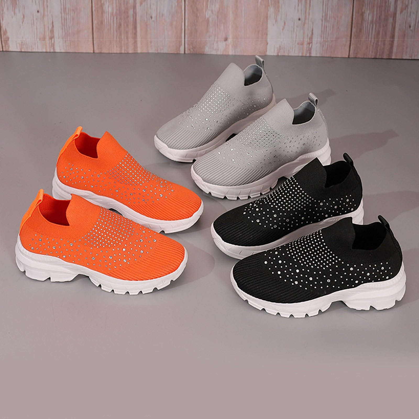 Women's Slip On Mesh Breathable Casual Shoes - Black Dress Sneakers & Men's Lightweight Athletic Tennis Shoes with Platform - Perfect for Work, Walking & Everyday Wear