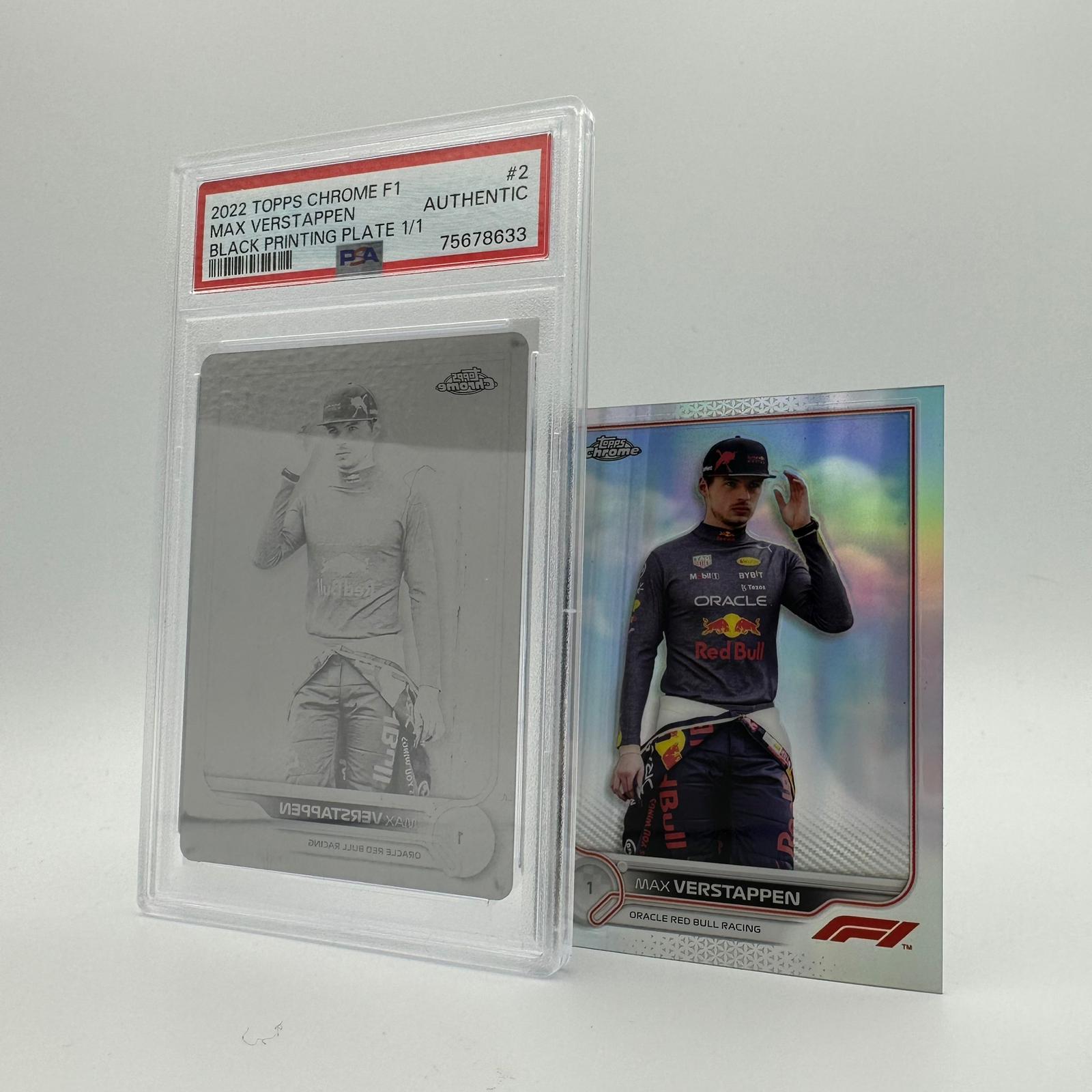 PSA Authentic Max Verstappen #2 Black Printing Plate Chrome 2022 - Rare Collectible Racing Memorabilia for F1 Fans and Sports Card Collectors - Perfect for Display, Investment, and Gifting