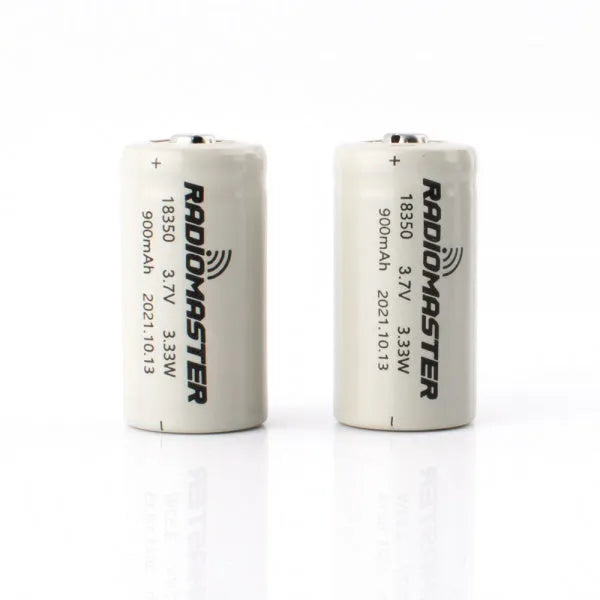 RadioMaster 900mAh 3.7V Li-ion 18350 Rechargeable Batteries (2-Pack) - Compatible with RadioMaster Zorro Transmitter, Perfect for RC Drones, Airplanes, and FPV Racing