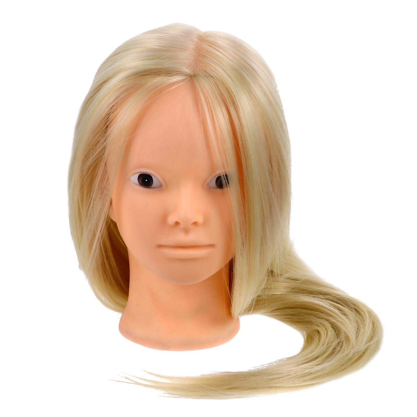 Beaupretty High Temperature Wire Mannequin Head with Wig - Realistic Hair Model for Styling, Cutting, and Makeup Practice - Perfect for Salon Training, Cosmetology, and Wig Display